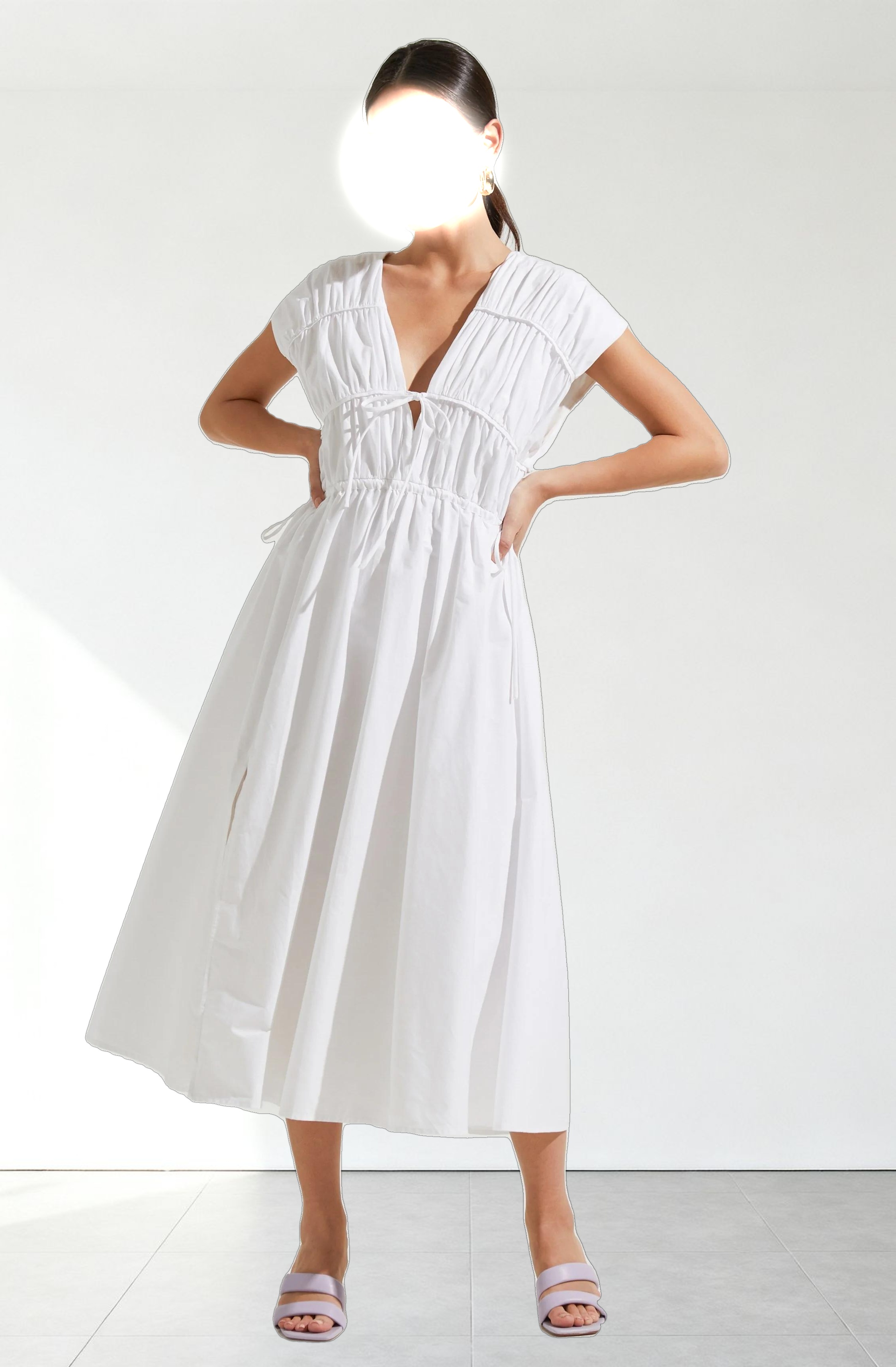 Lorrie Sleeveless Ruched Midi Dress