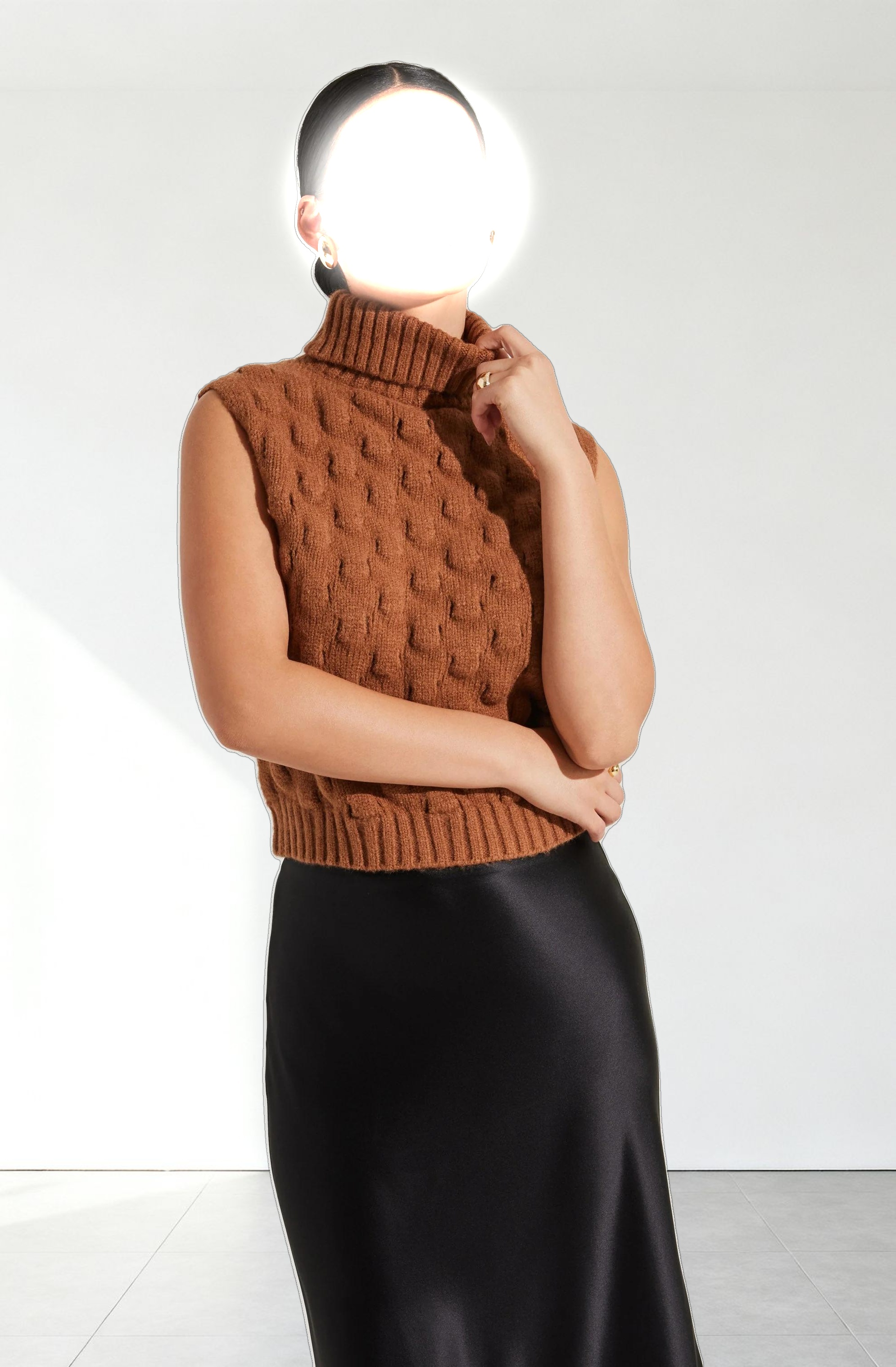 Textured Turtleneck Sweater Vest