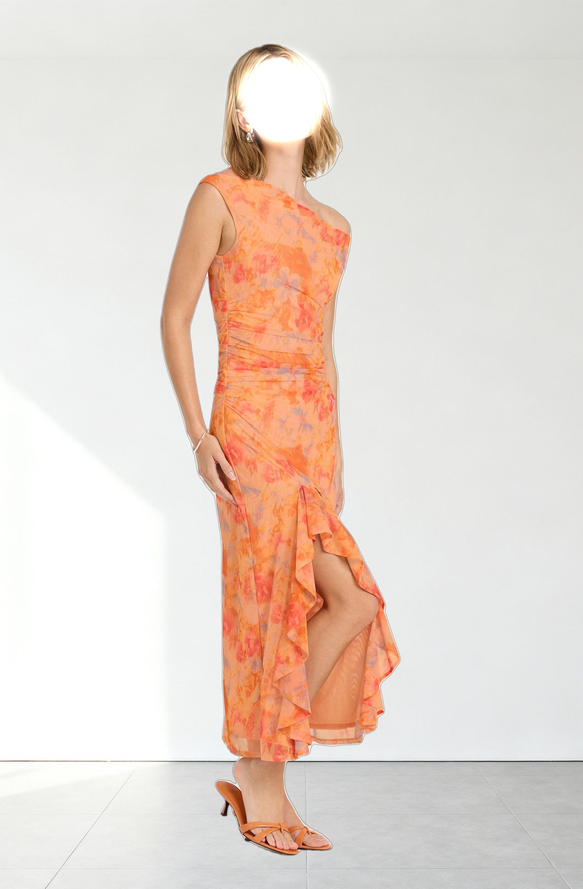 Off Shoulder Ruffle Midi Dress