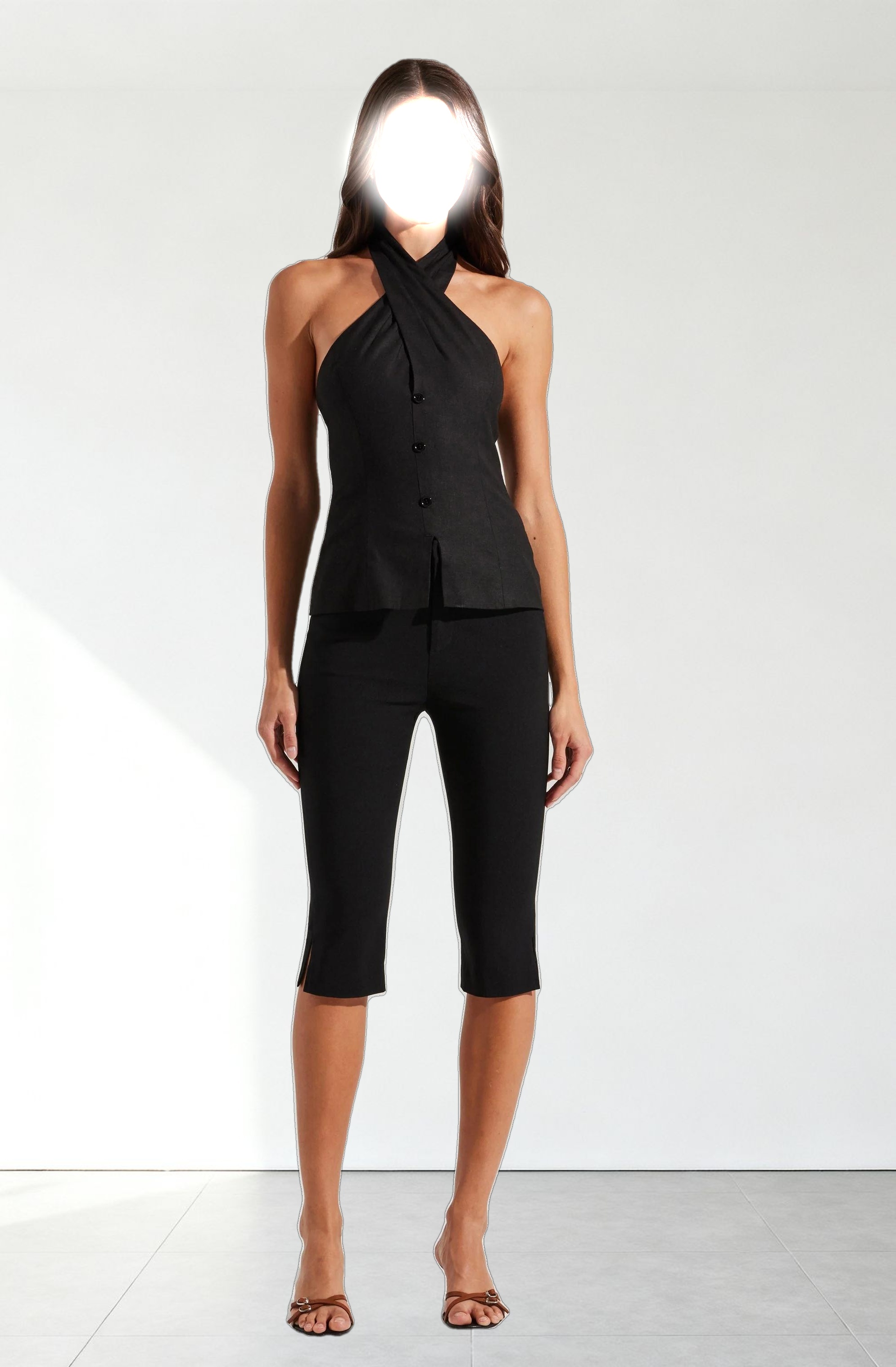 Yaritza Crossover Linen Blend Vest