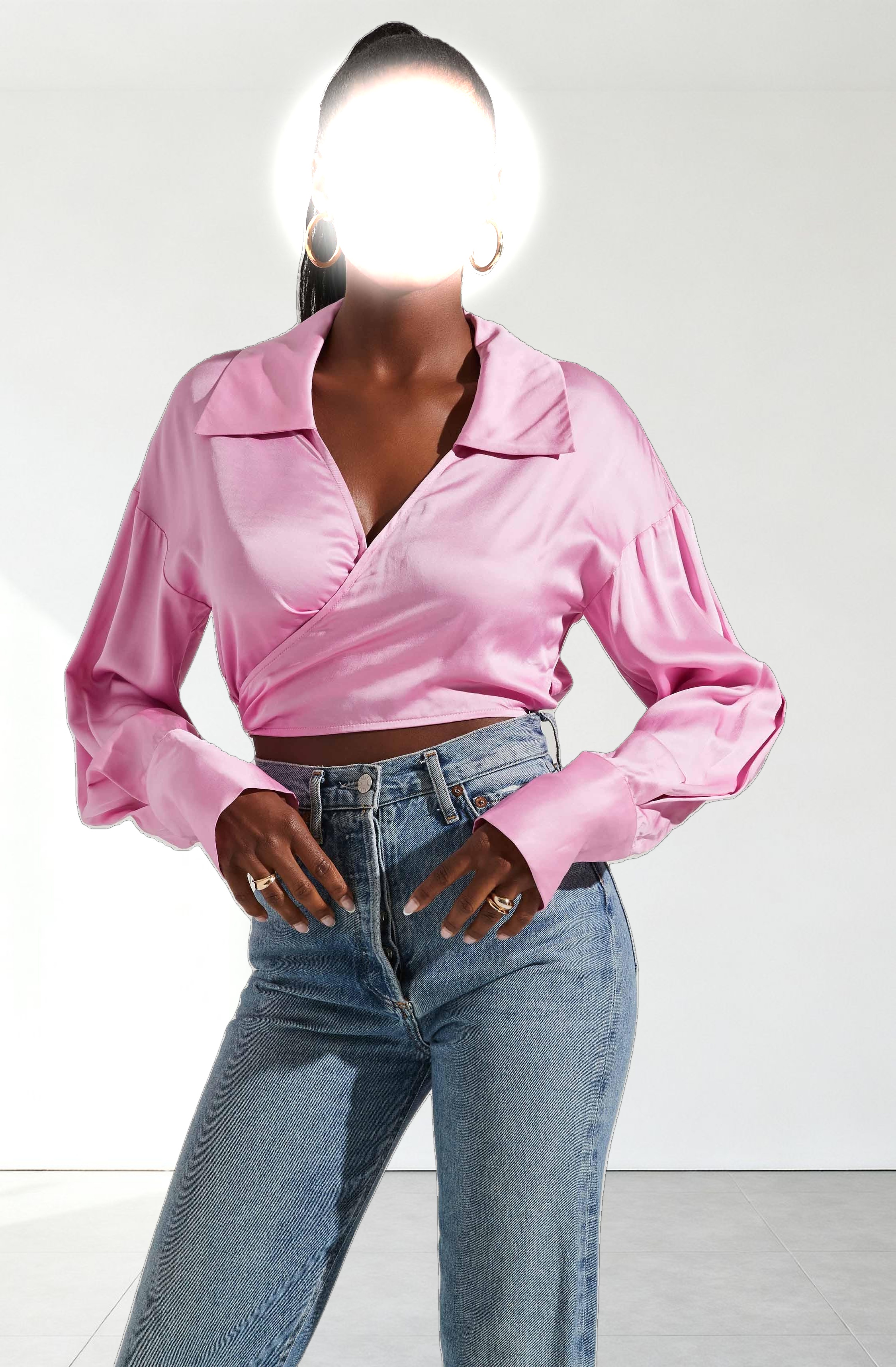 Loretta Satin Cropped Tie Waist Top