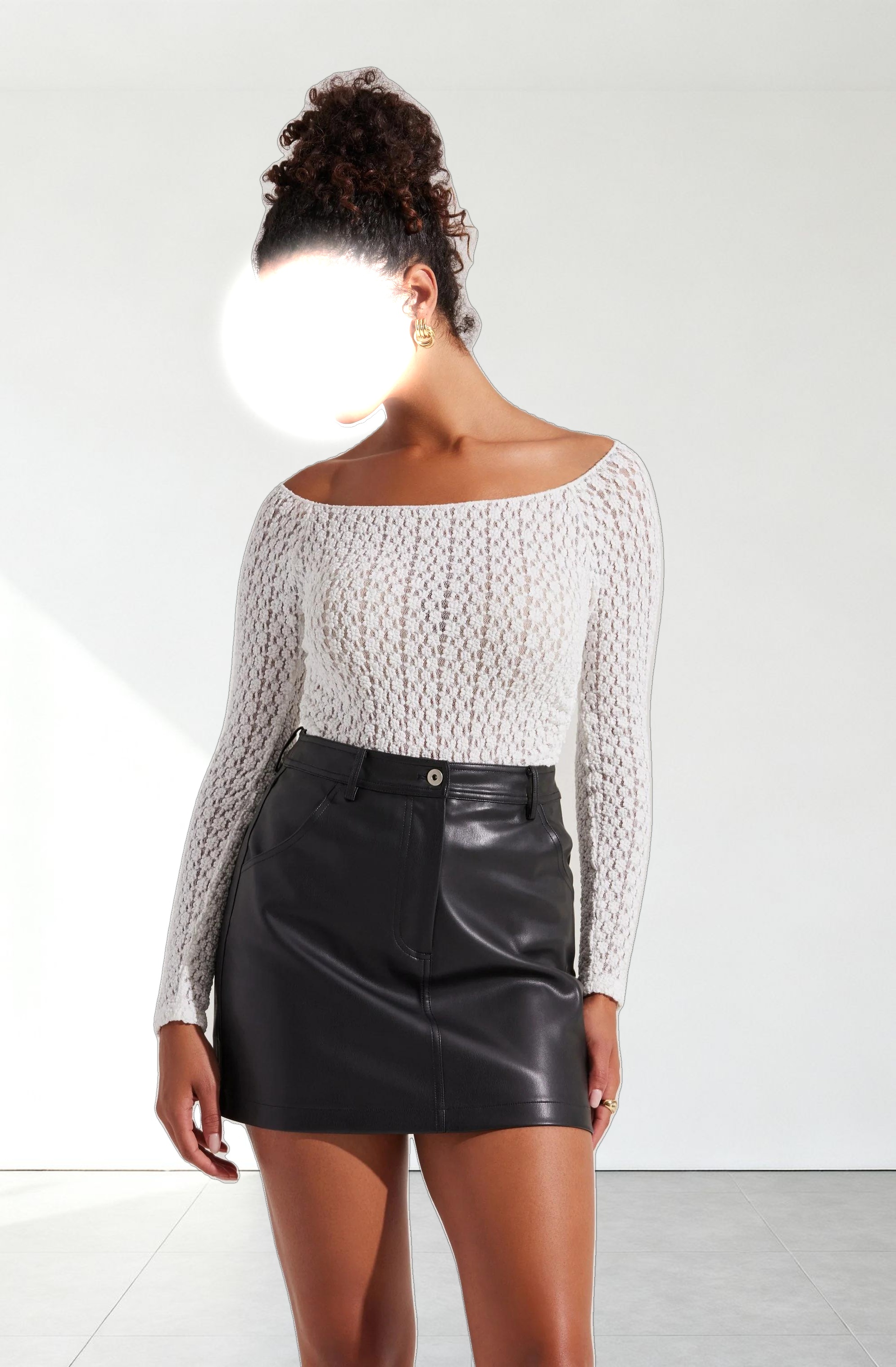 Boat Neck Open Knit Top