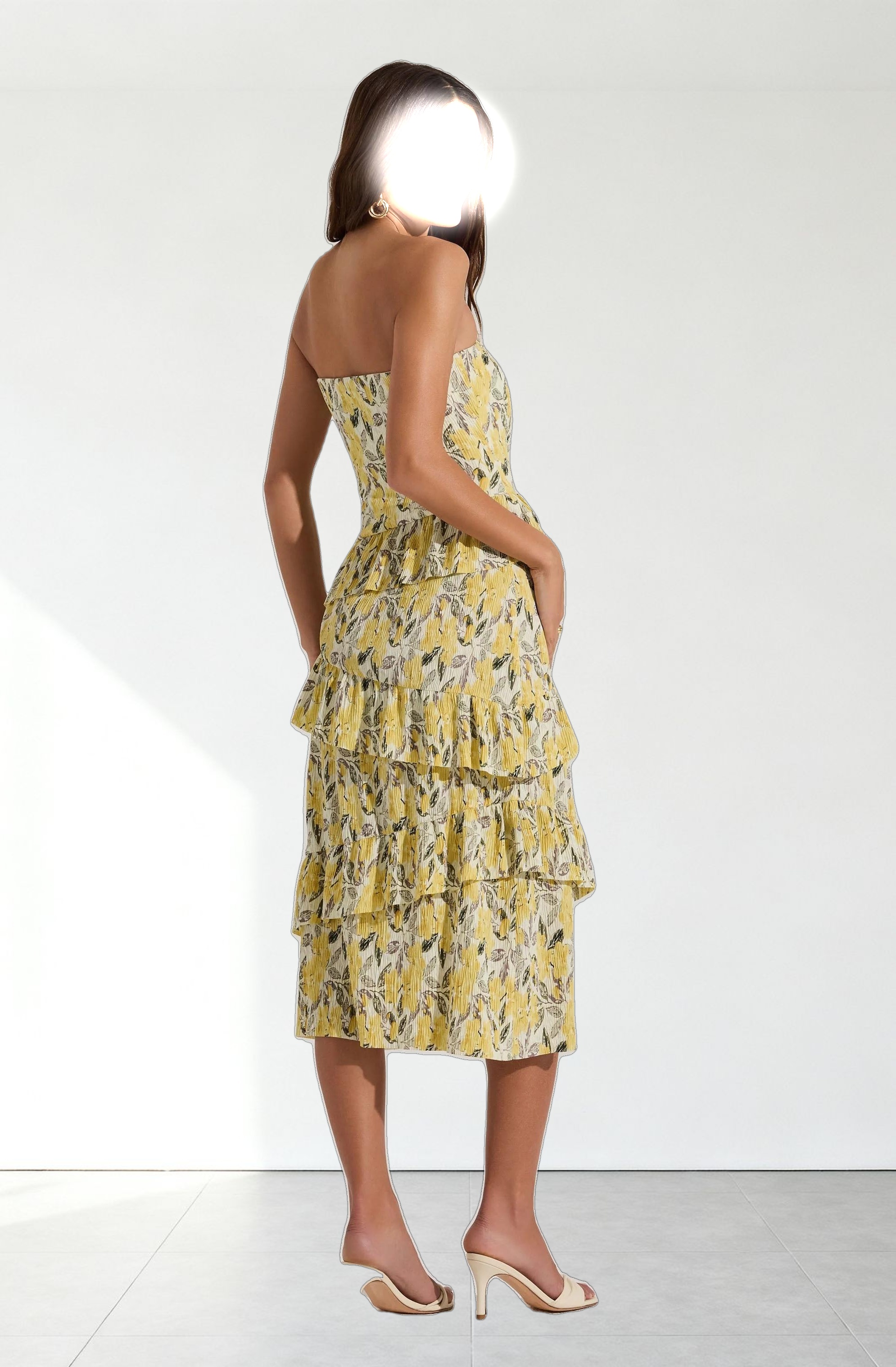 Asymmetrical Tiered Ruffle Midi Dress