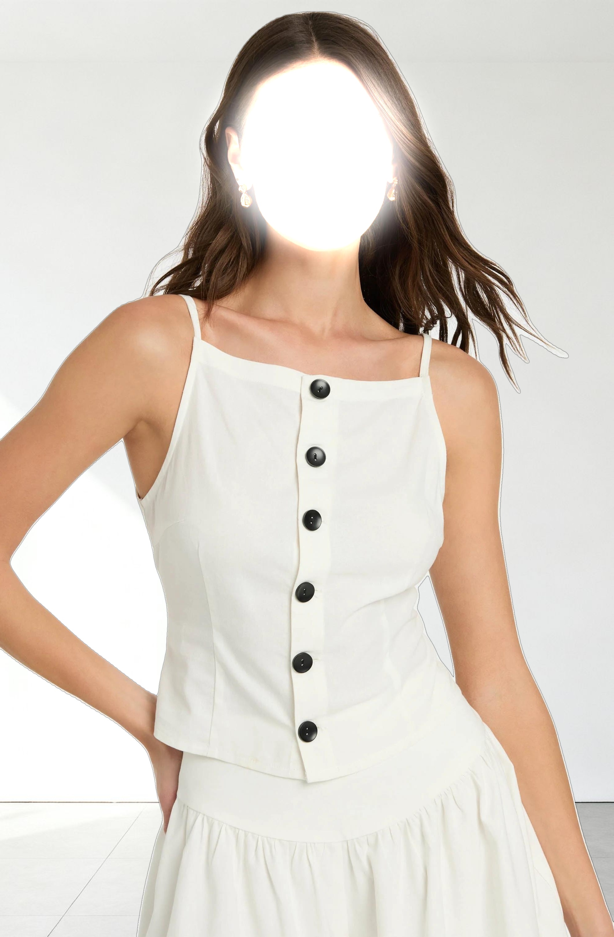 Linen-Blend Boat Neck Top