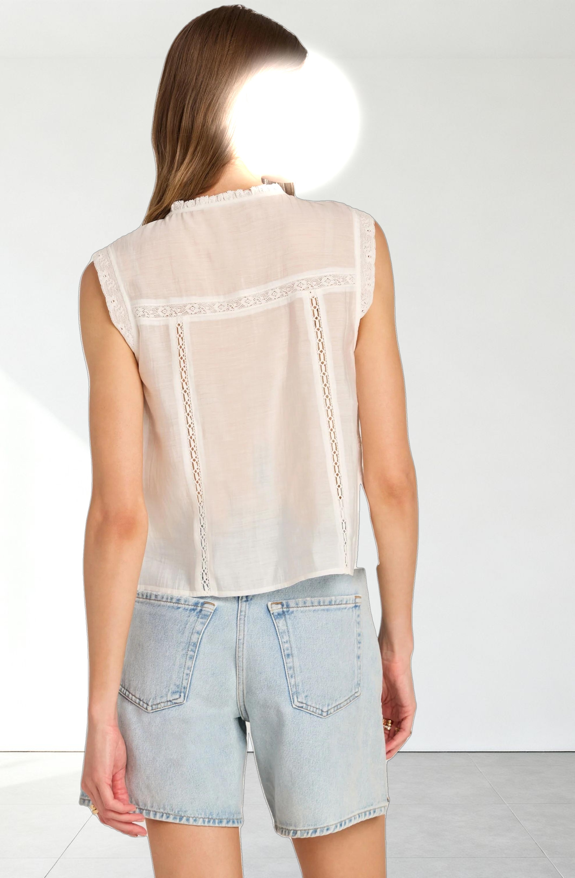 Lace Trim Tie-Front Top