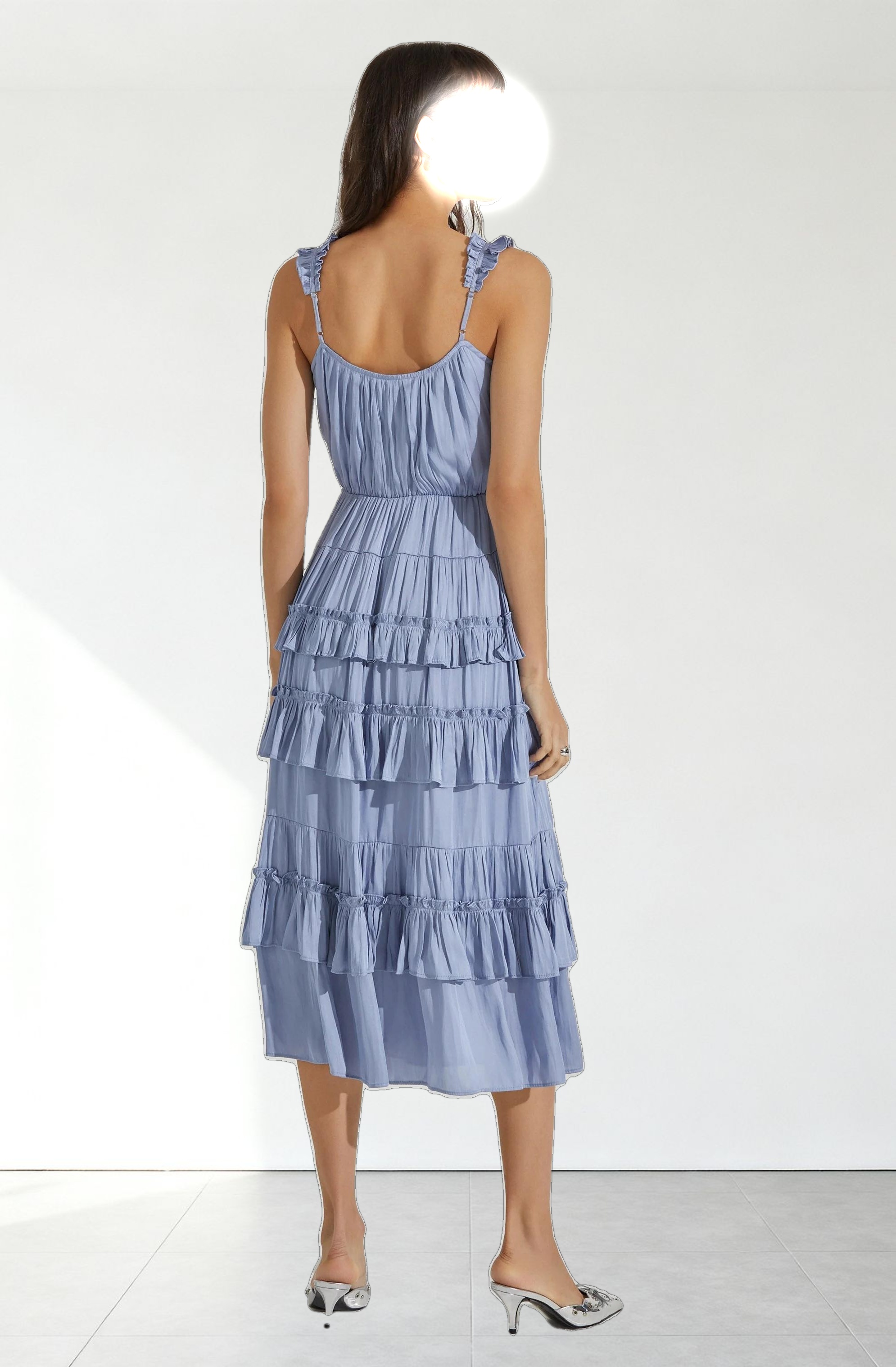 Satin Tiered Midi Dress