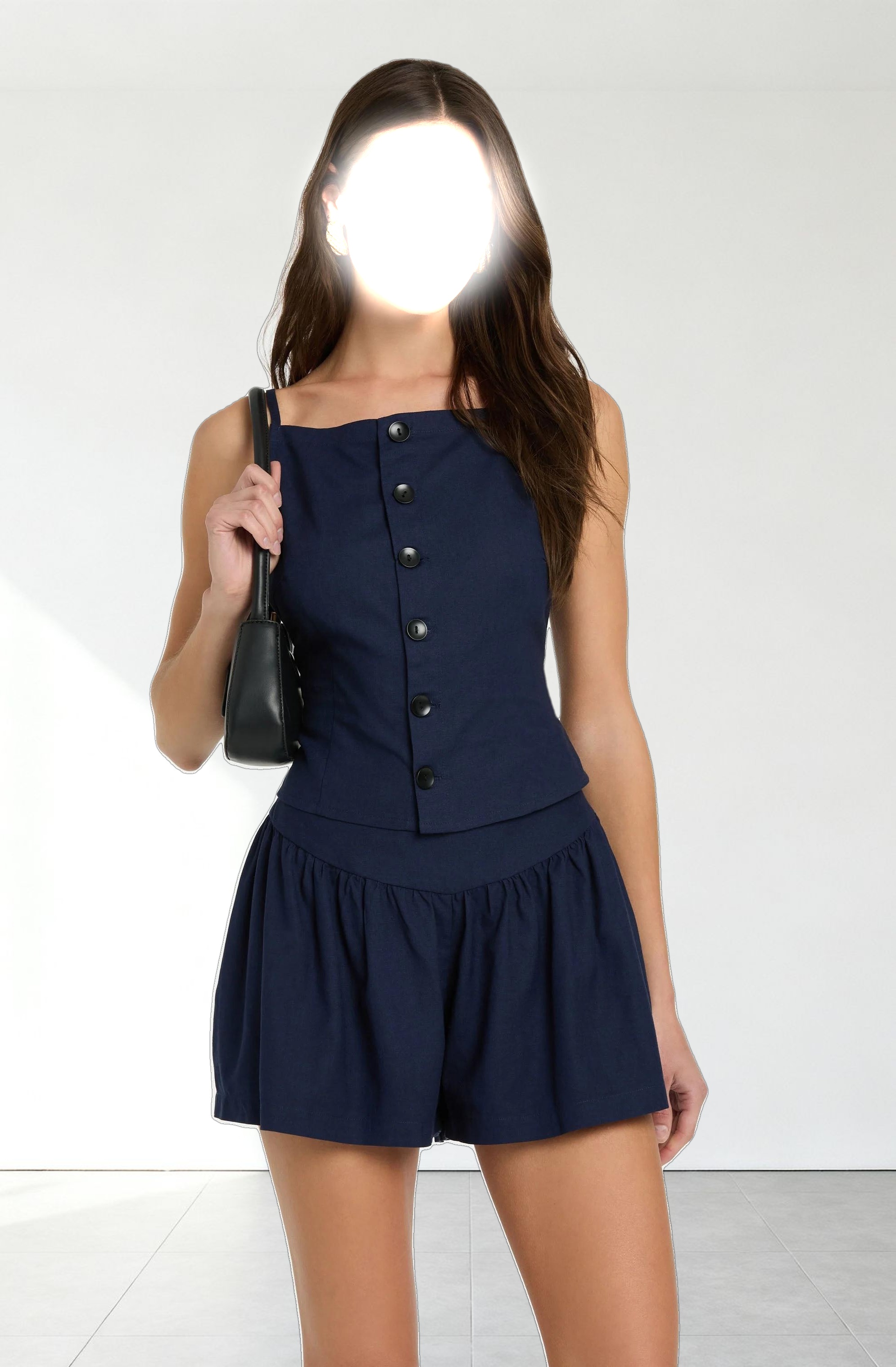 Linen-Blend Boat Neck Top