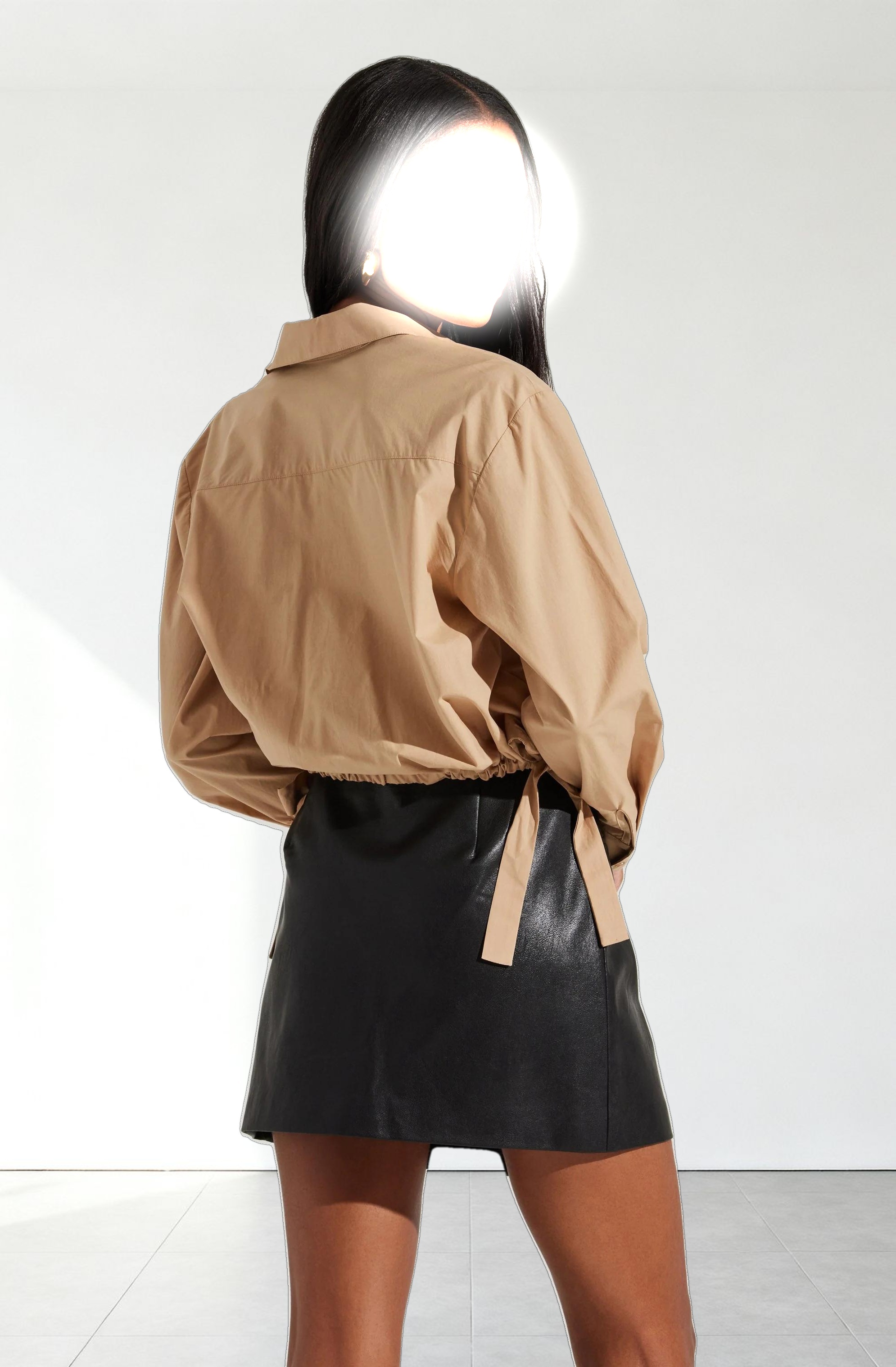 Cyril Cinch Waist Button-Up Top