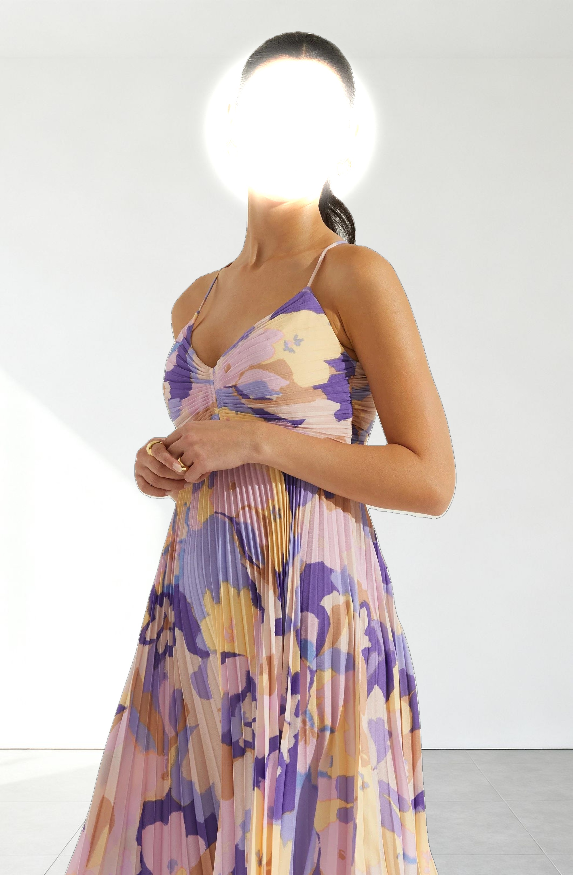 Blythe Floral Plisse Midi Dress