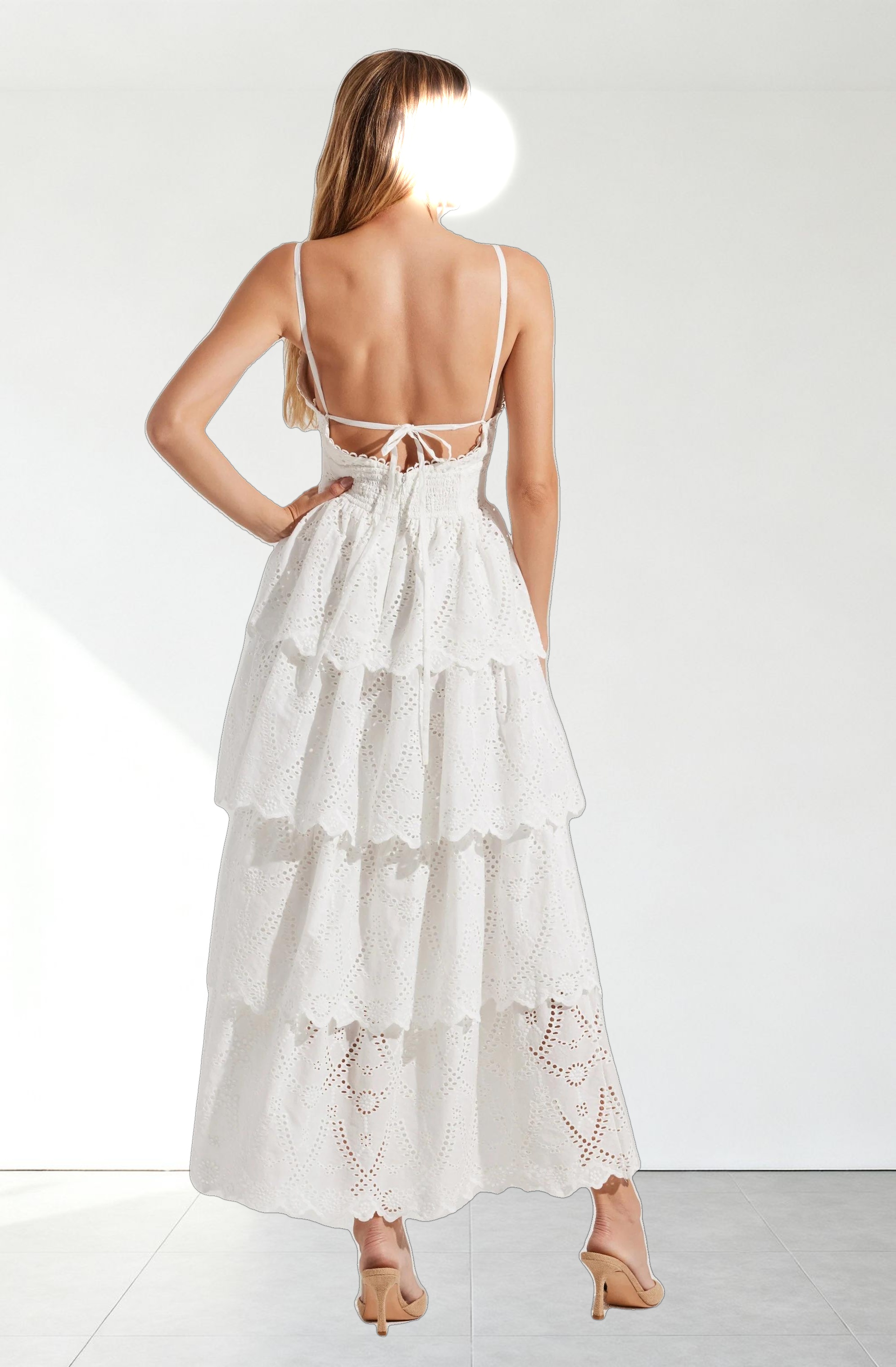 Faeryn Eyelet Tiered Maxi Dress