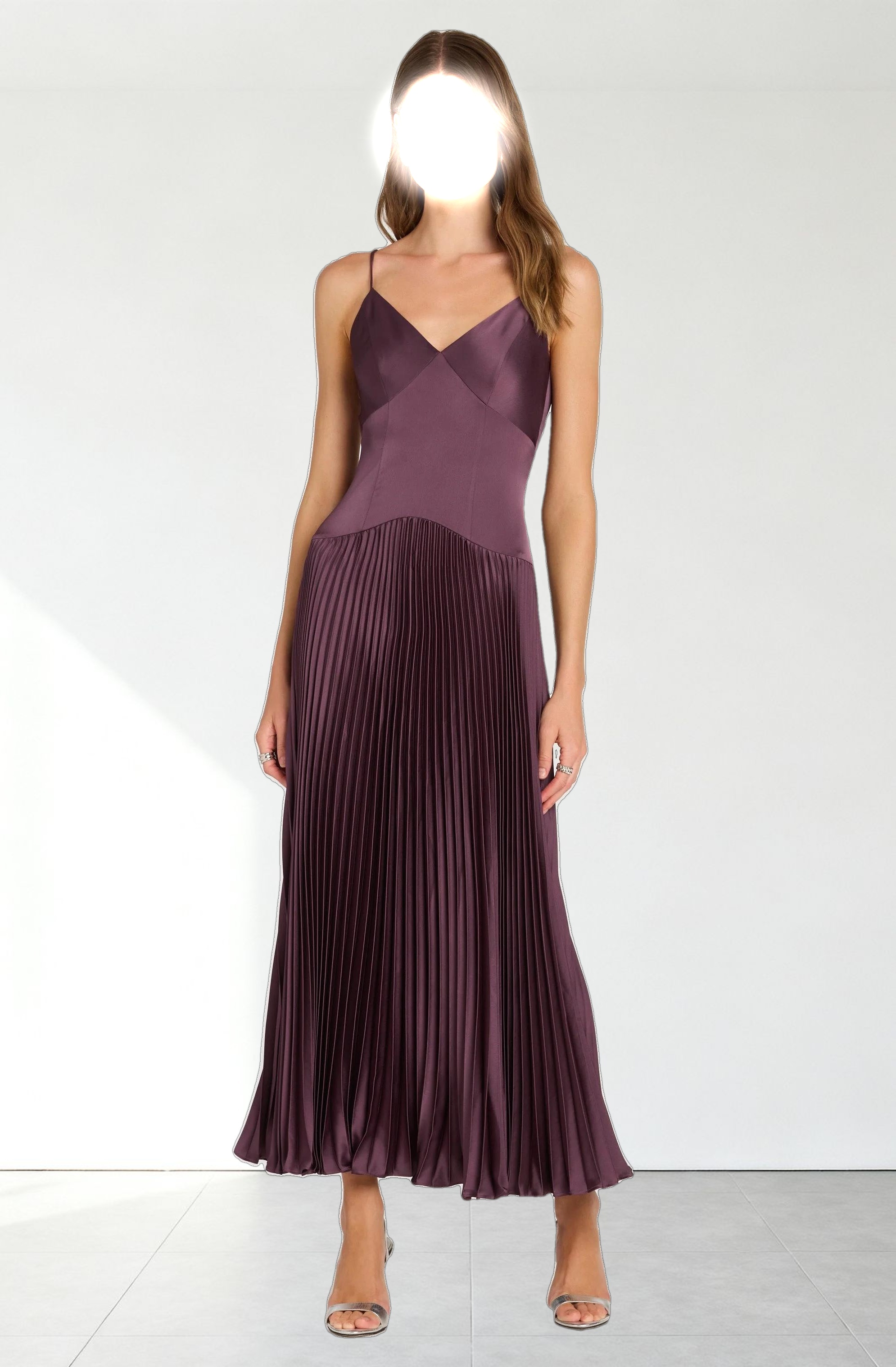 Pleated Drop Waist Maxi Dress