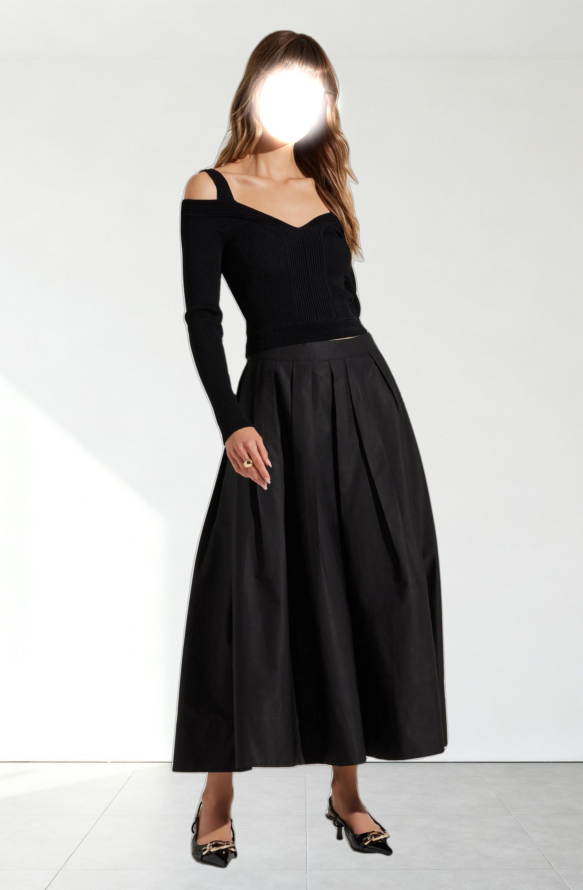 Pacey Ribbed Cold Shoulder Sweater