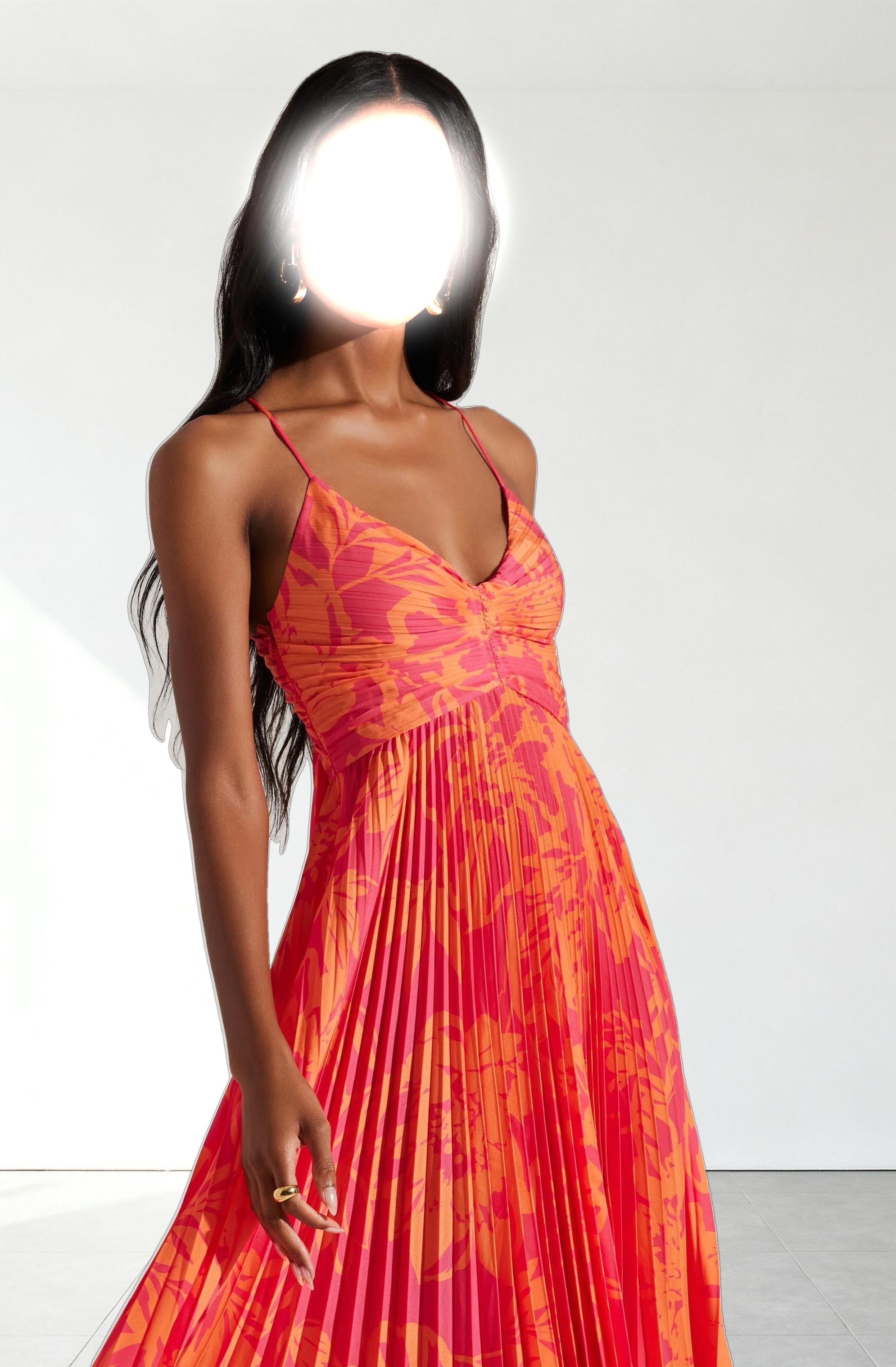 Blythe Floral Plisse Midi Dress