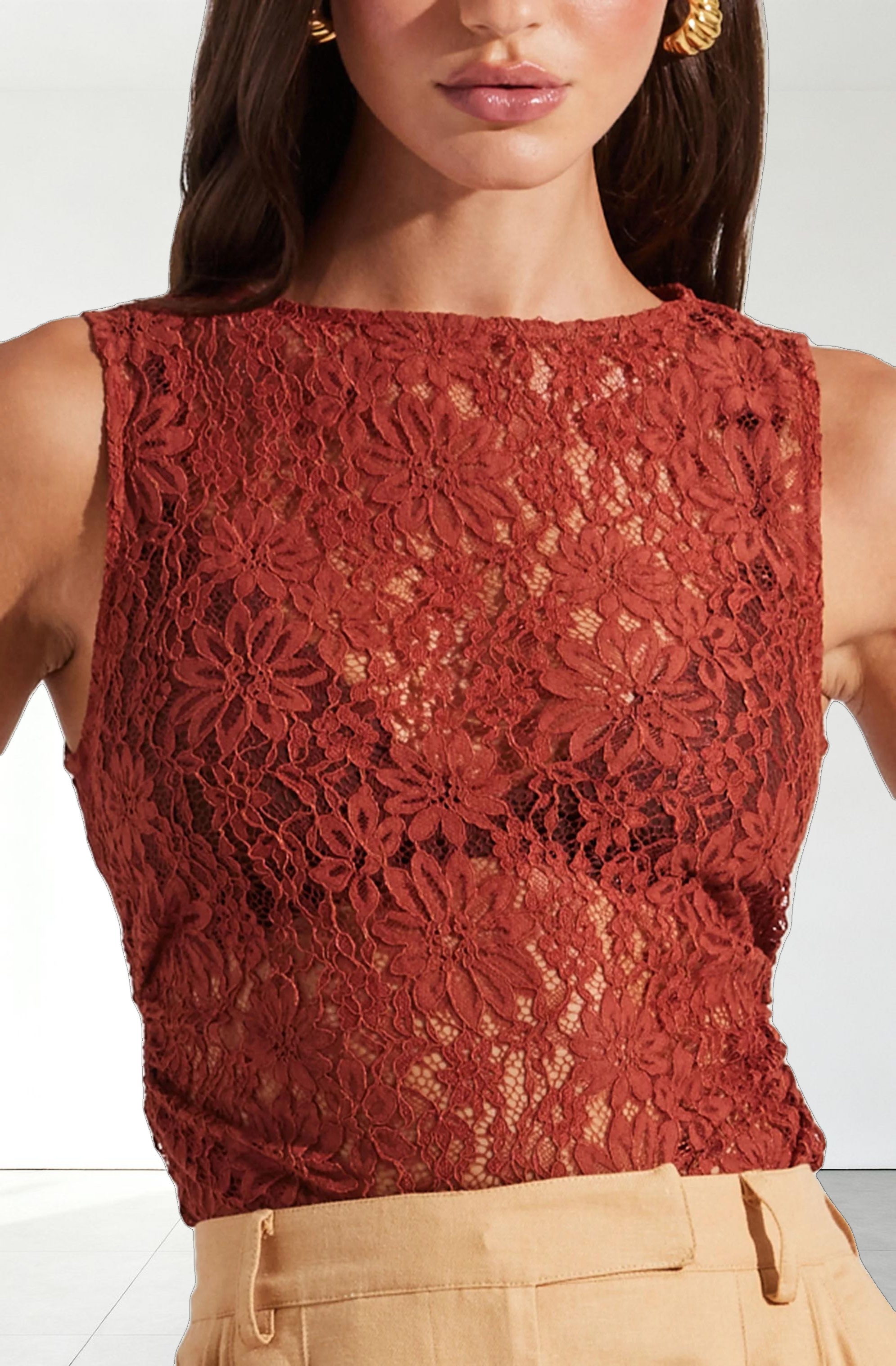 Kairi Lace High Neck Top