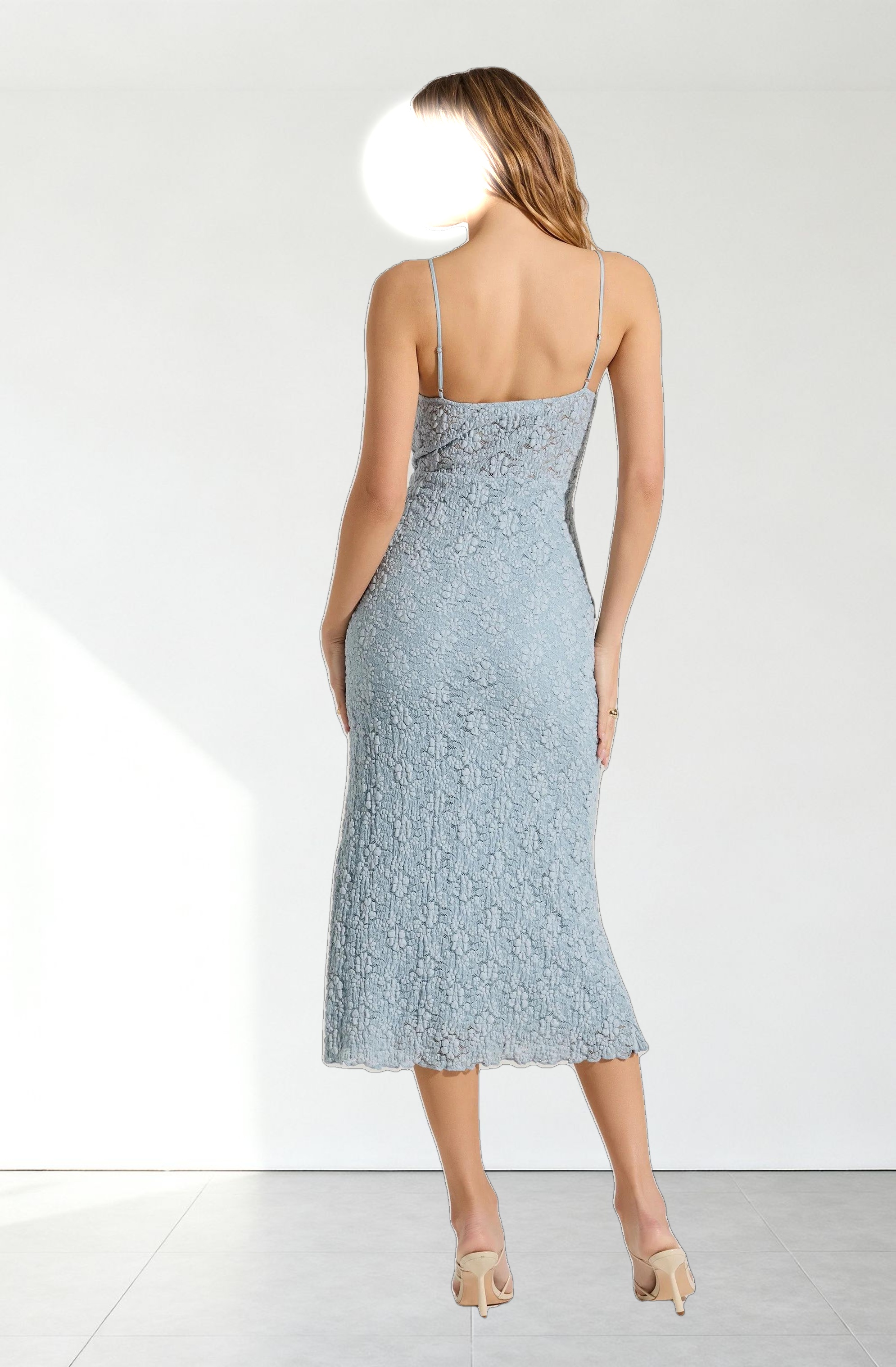 Floral Lace Knit Midi Dress