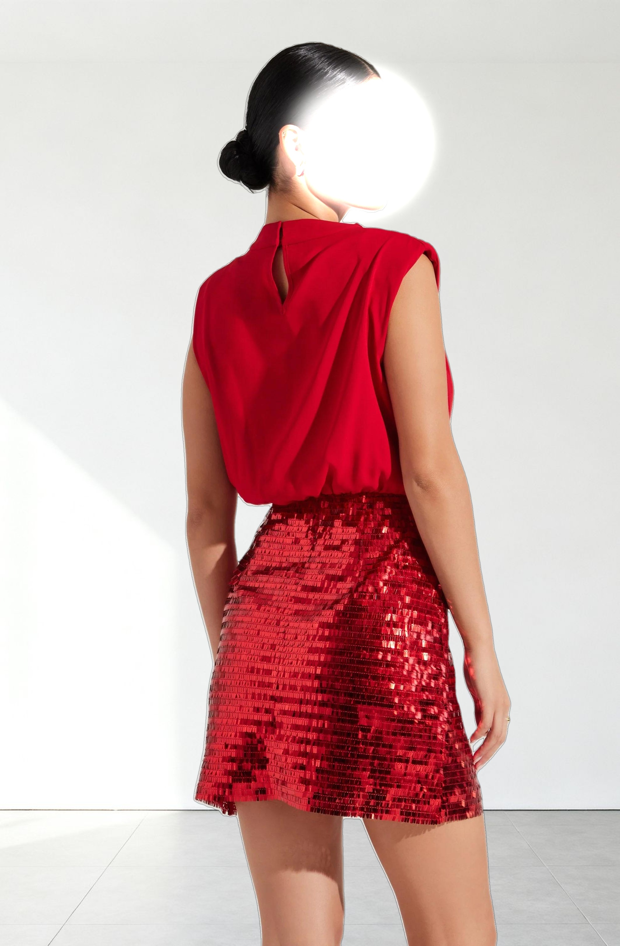 Sequin Mixed Media Mini Dress