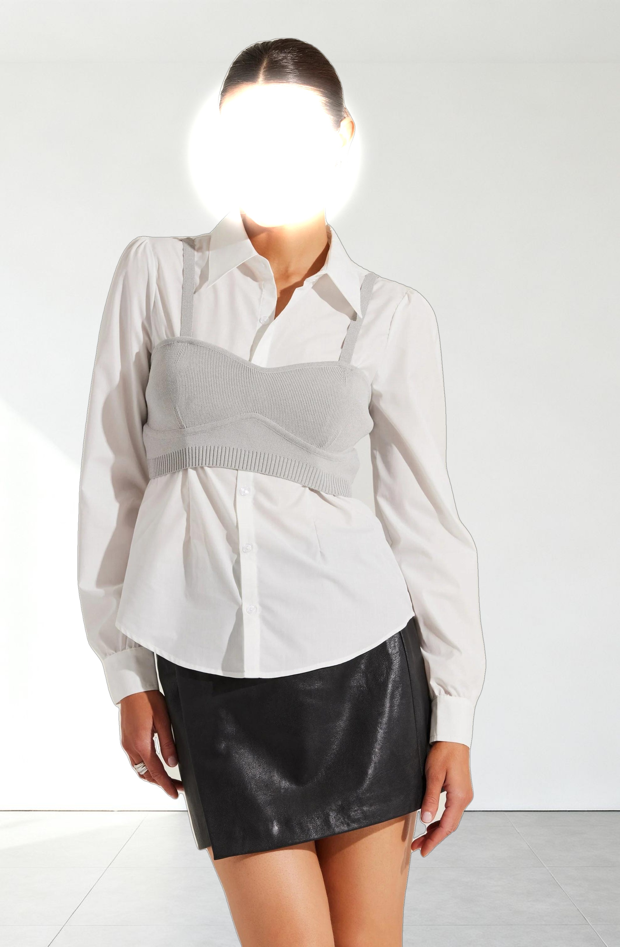 Layered Sweater Tank With Shirt