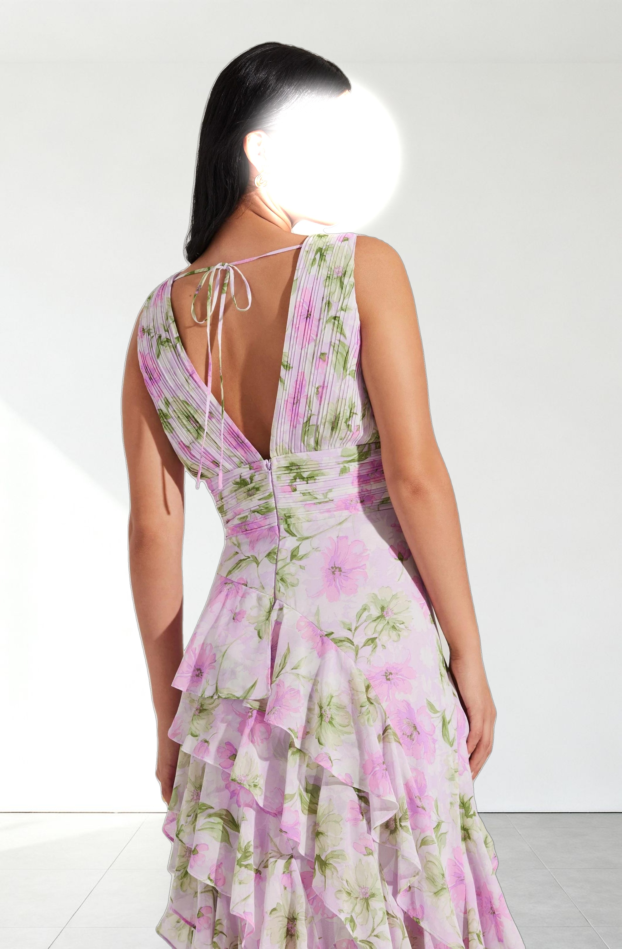 Cytherea Asymmetric Ruffle Midi Dress