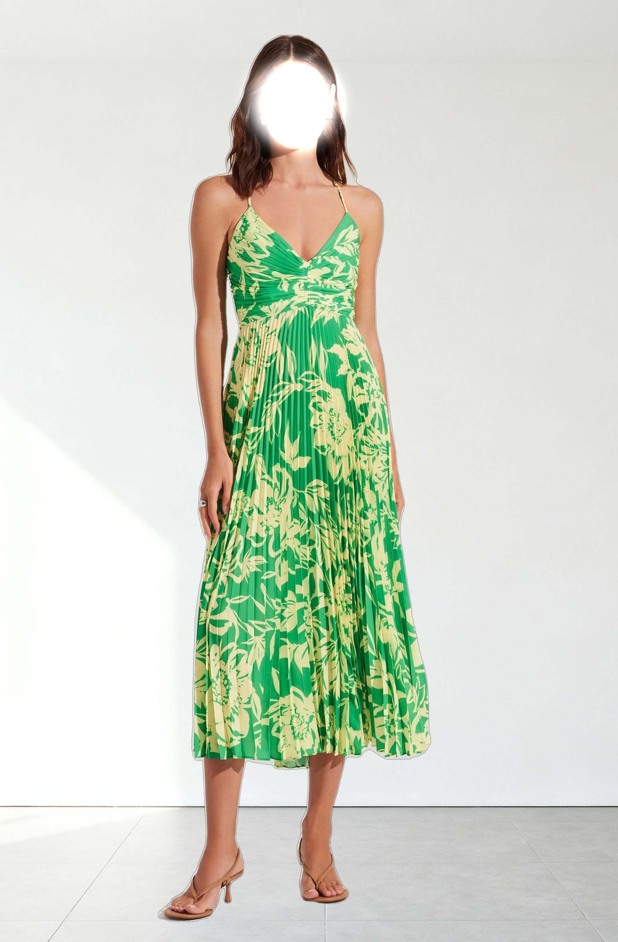 Blythe Floral Plisse Midi Dress