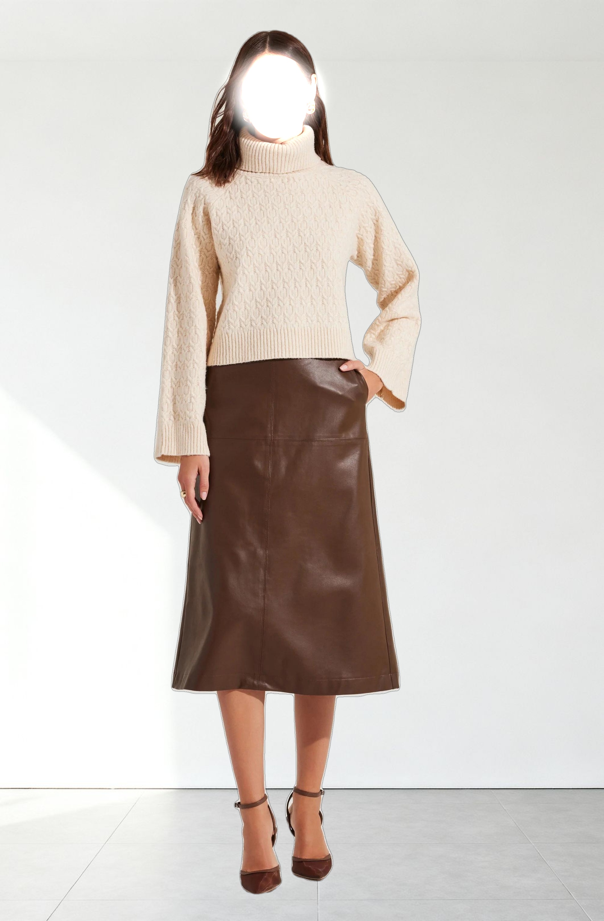 Textured Boxy Turtleneck Sweater