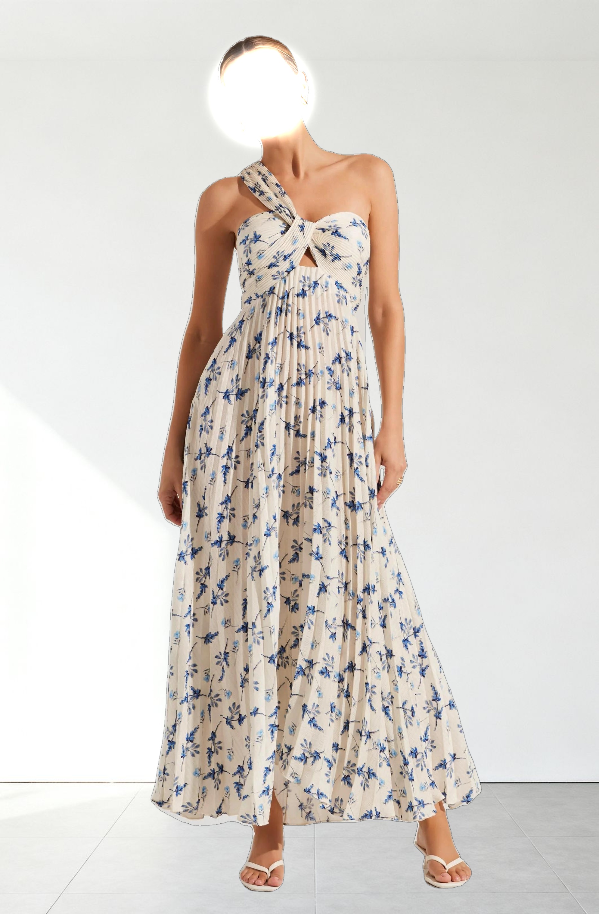 Rasya Pleated Floral Maxi Dress