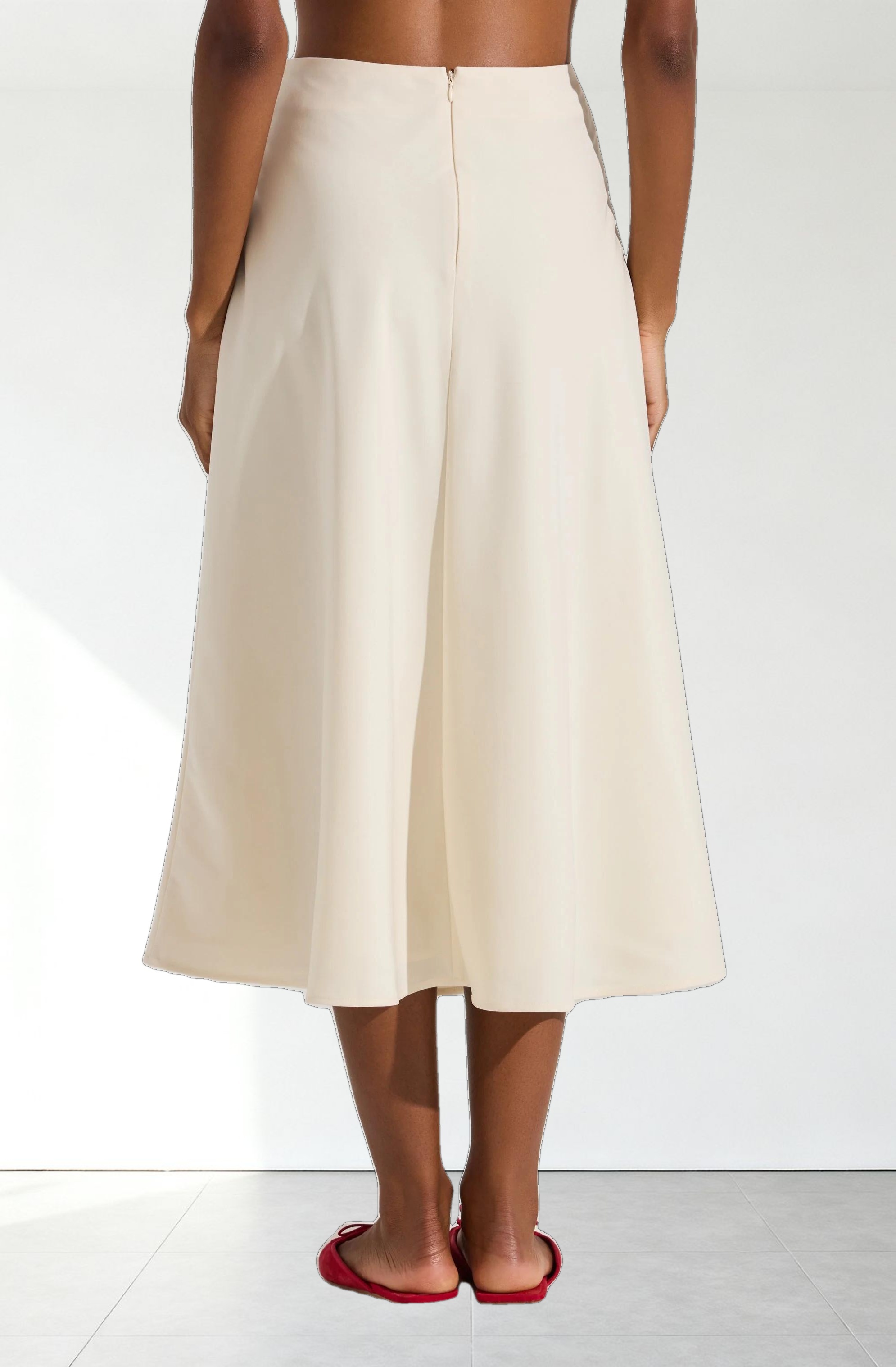 Woven A-Line Midi Skirt