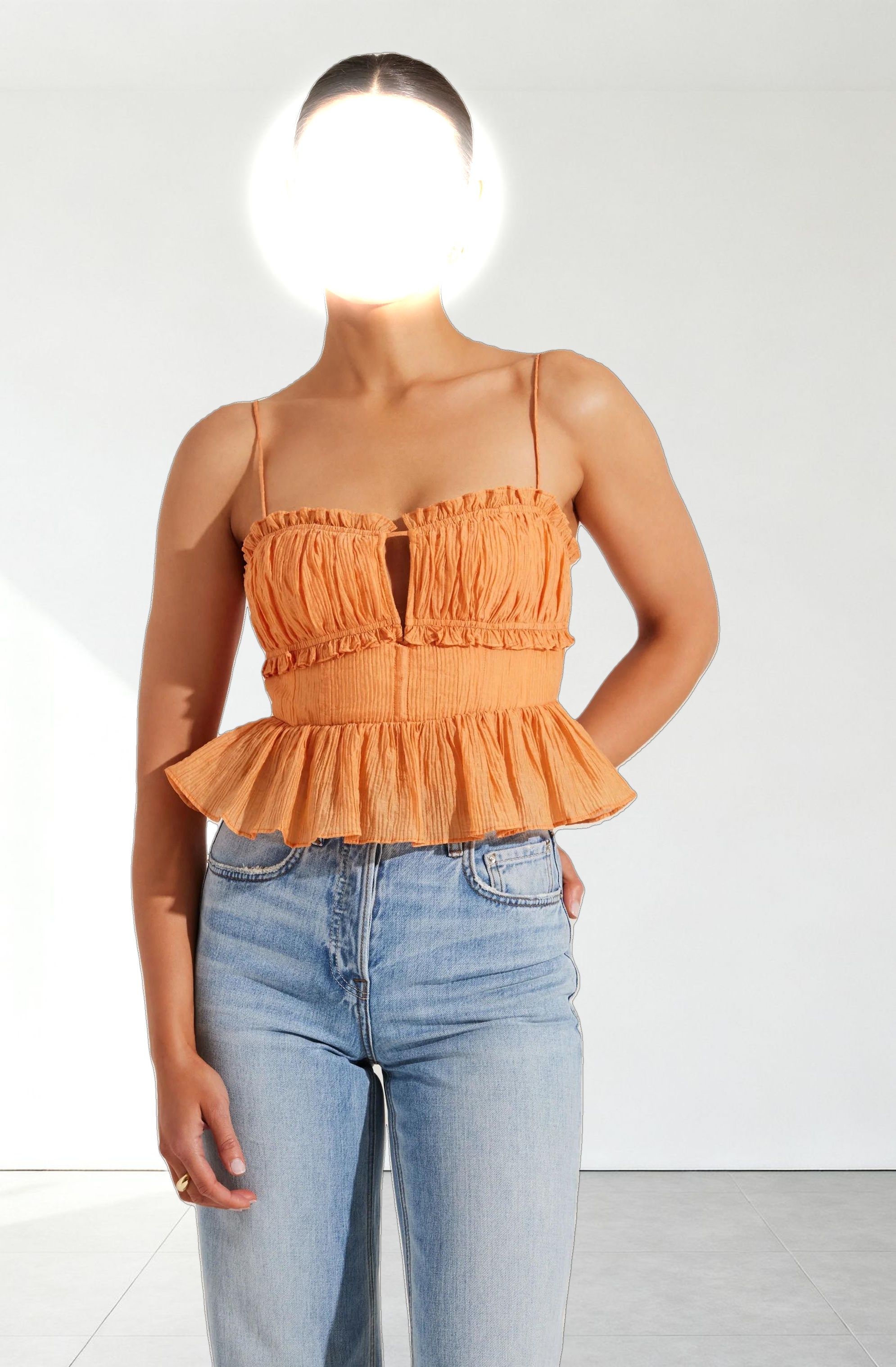 Sylvan Shirred Peplum Top
