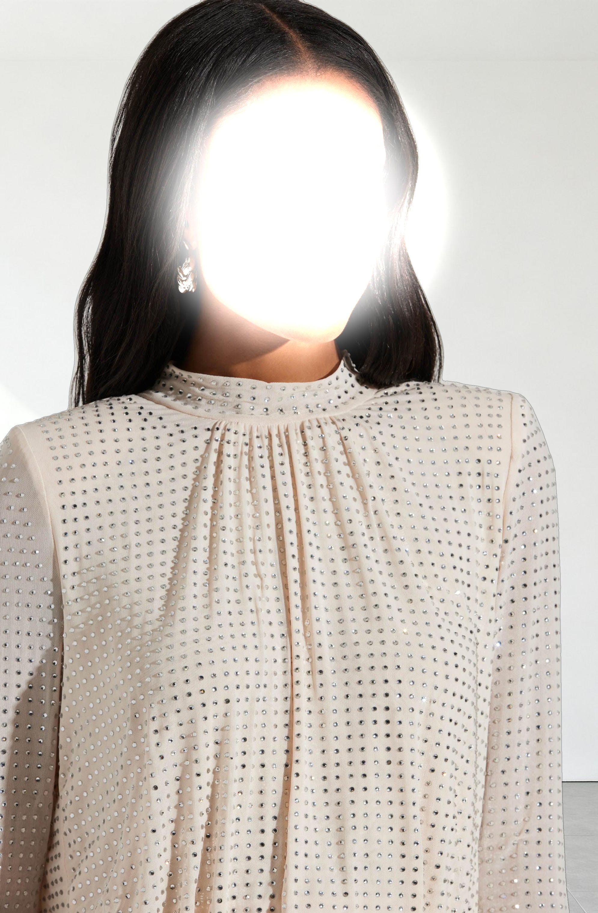 Balsa Mock Neck Rhinestone Top