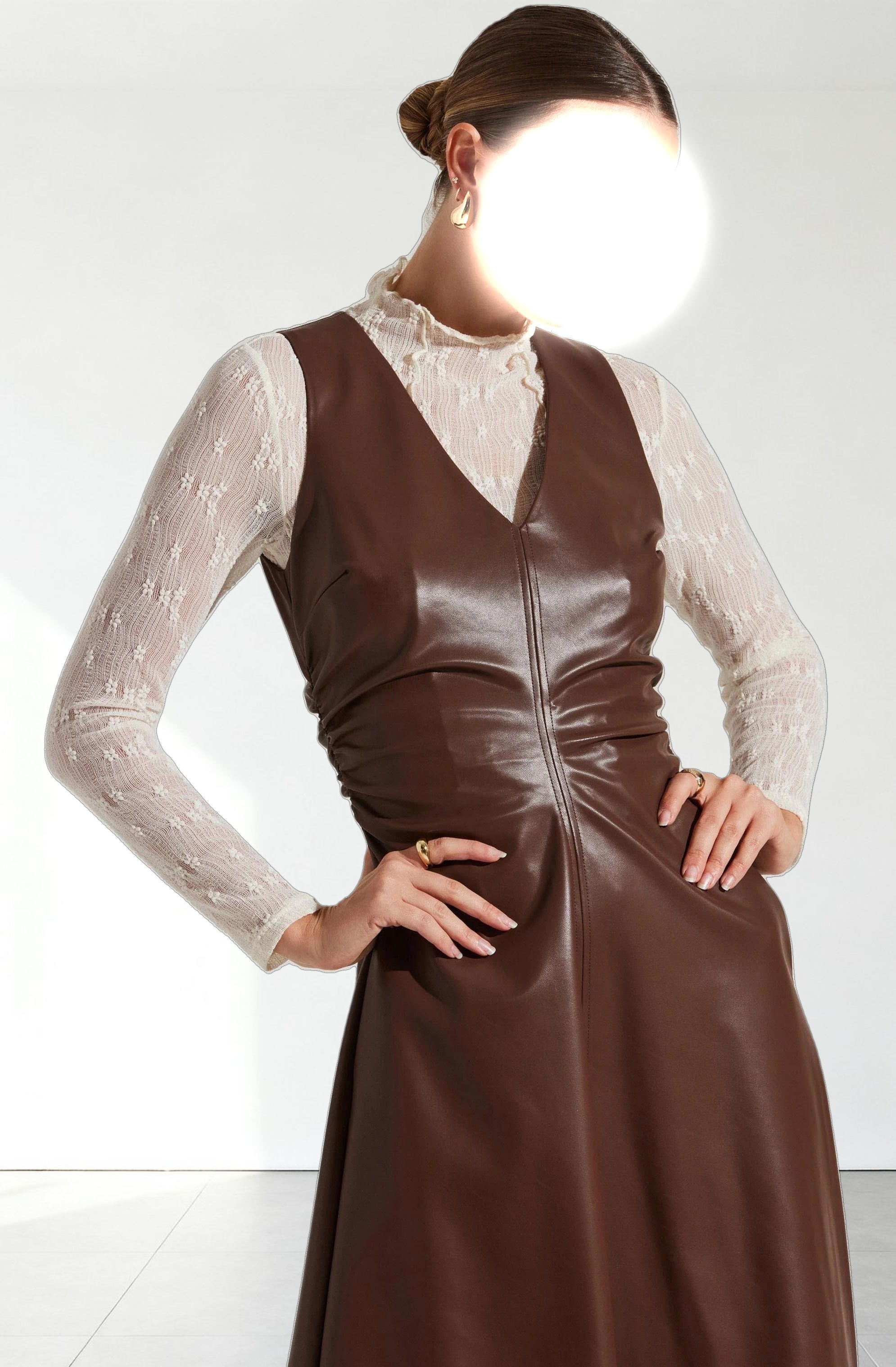 Omaira Faux Leather Midi Dress