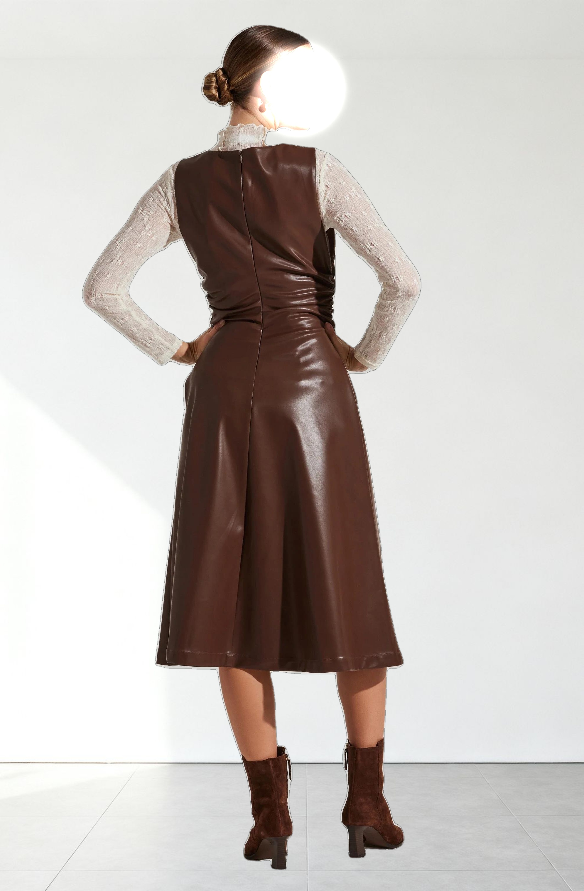 Omaira Faux Leather Midi Dress