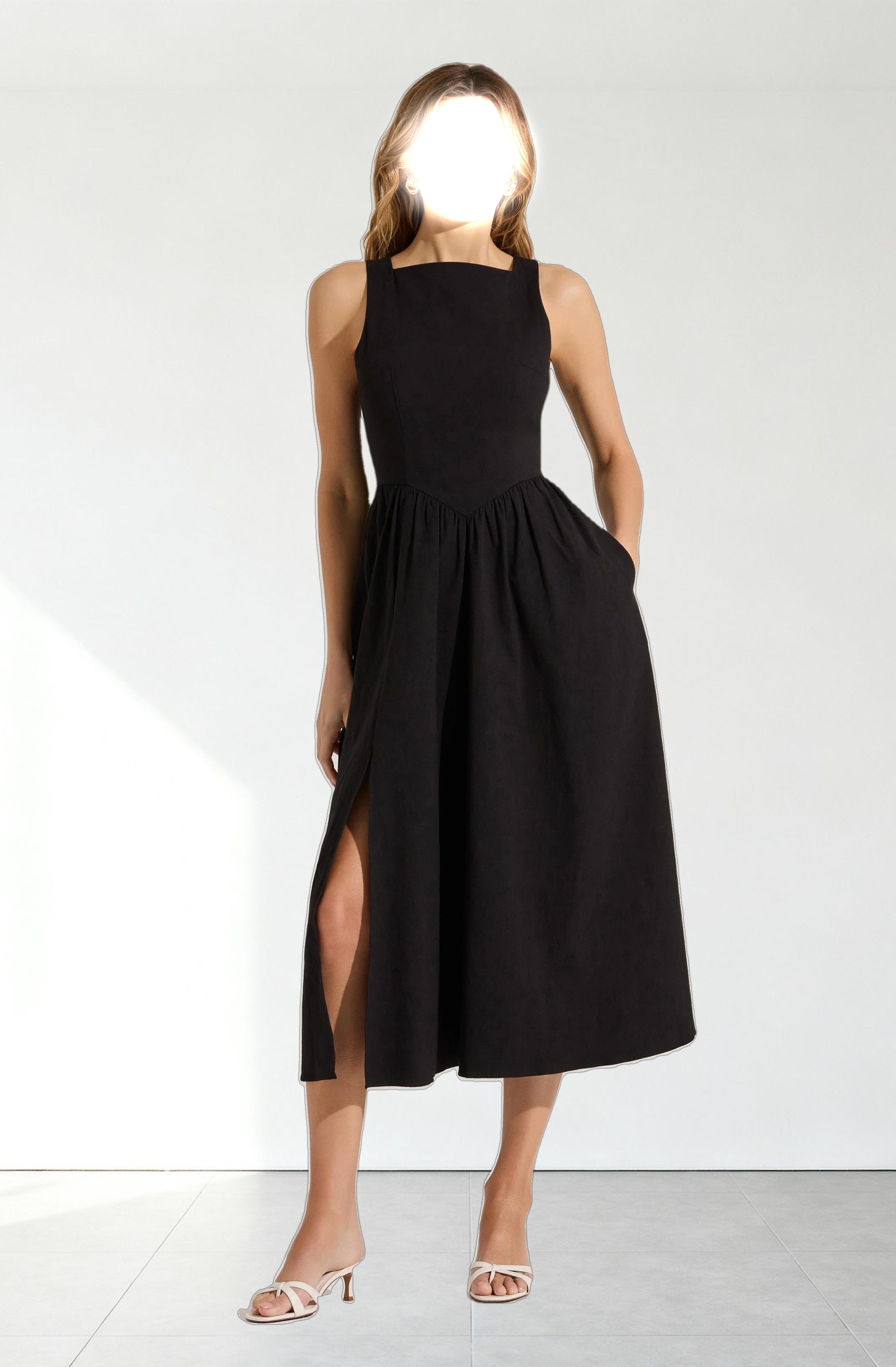 Bow Back Apron Midi Dress