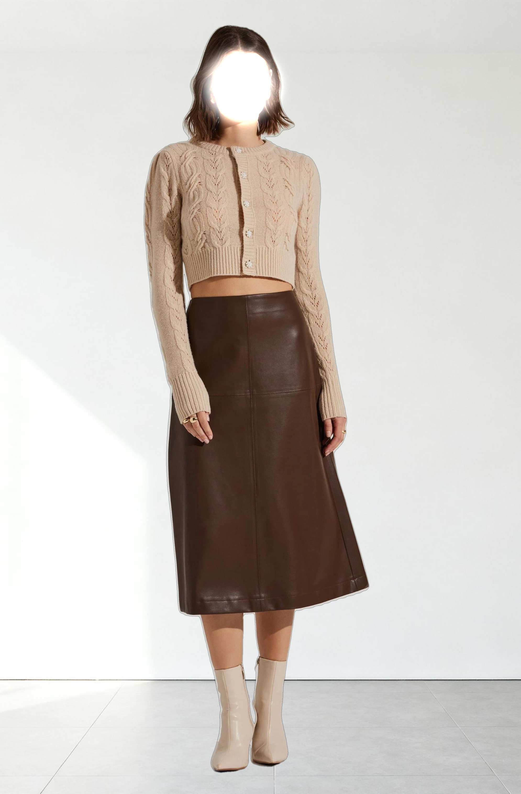 Peri Cable Knit Cropped Cardigan