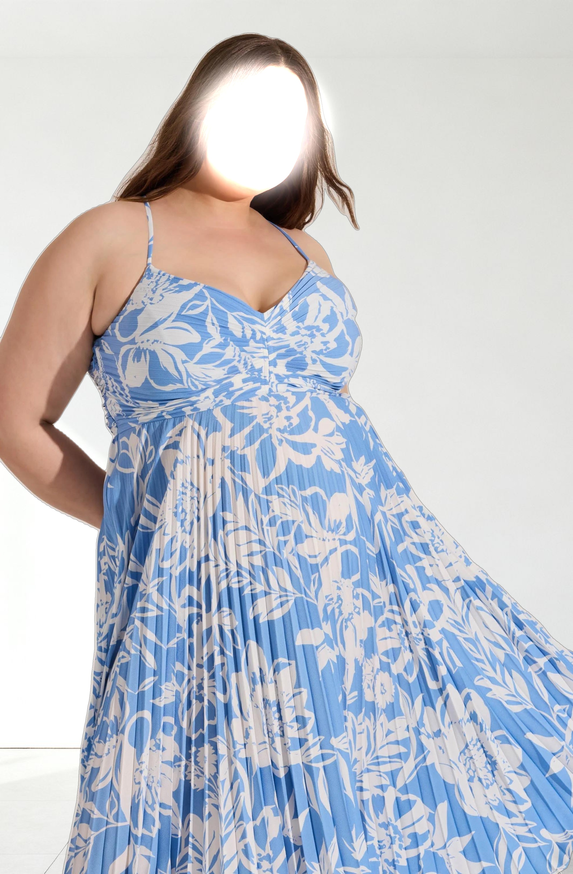 Blythe Floral Plisse Midi Dress