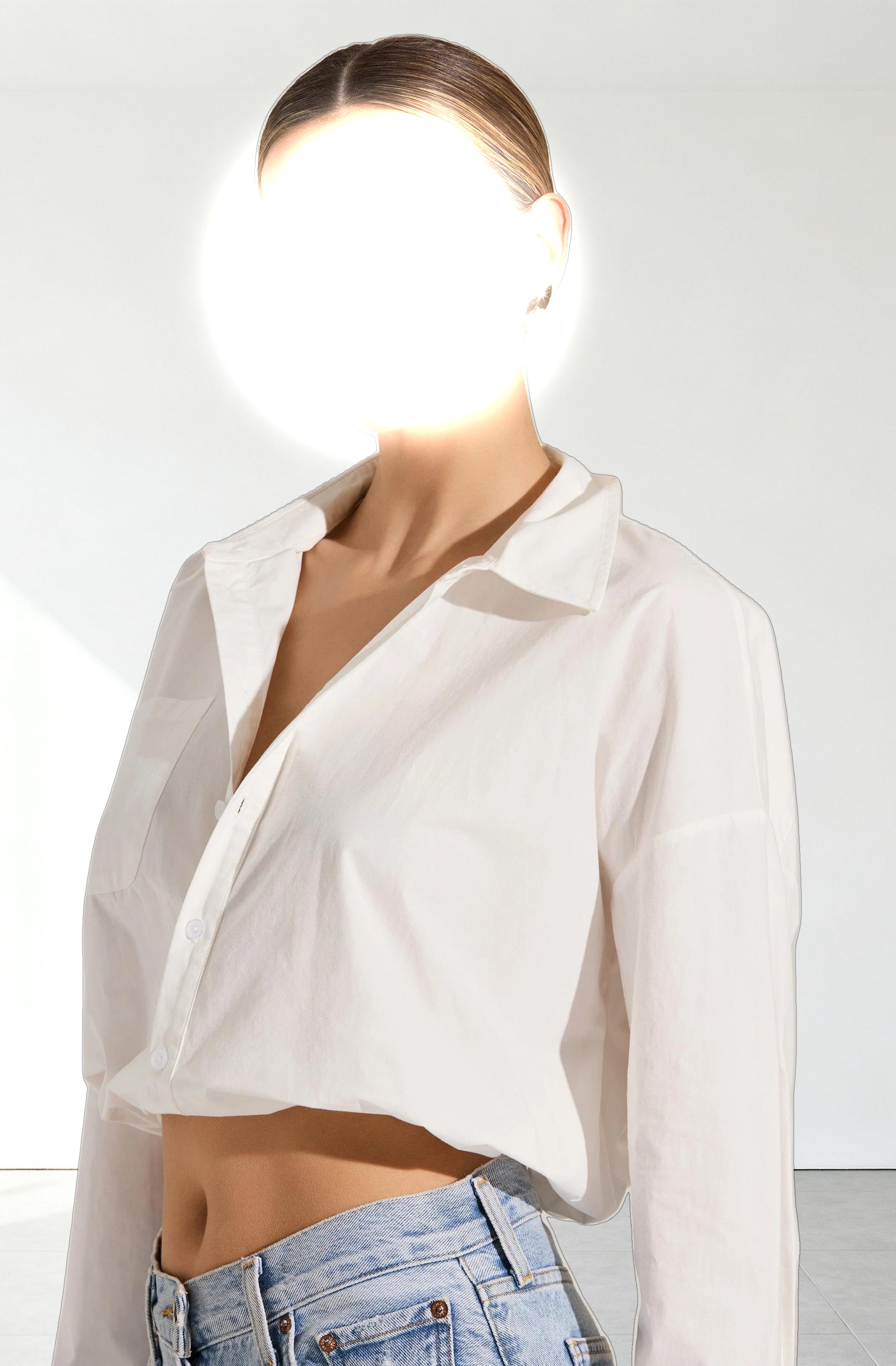 Bubble Hem Cropped Poplin Shirt