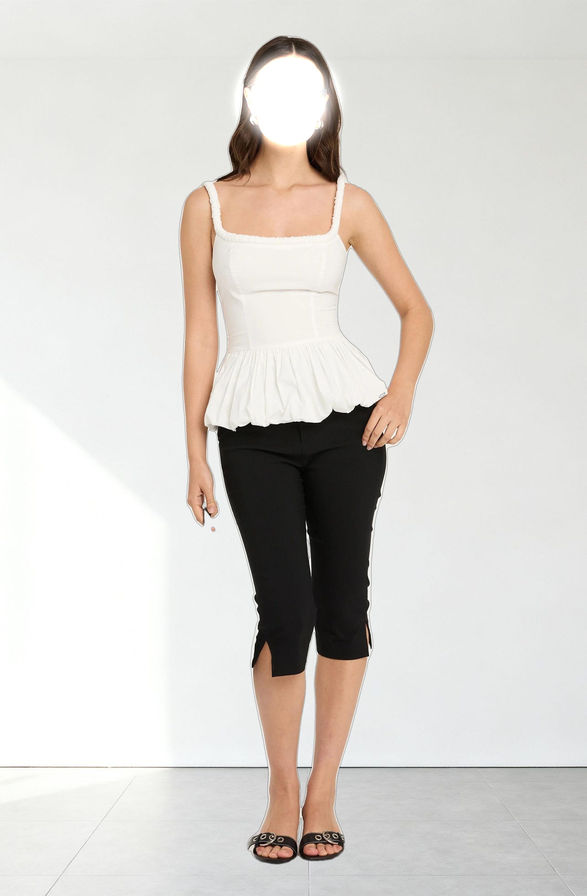 Sleeveless Bubble Hem Peplum Top