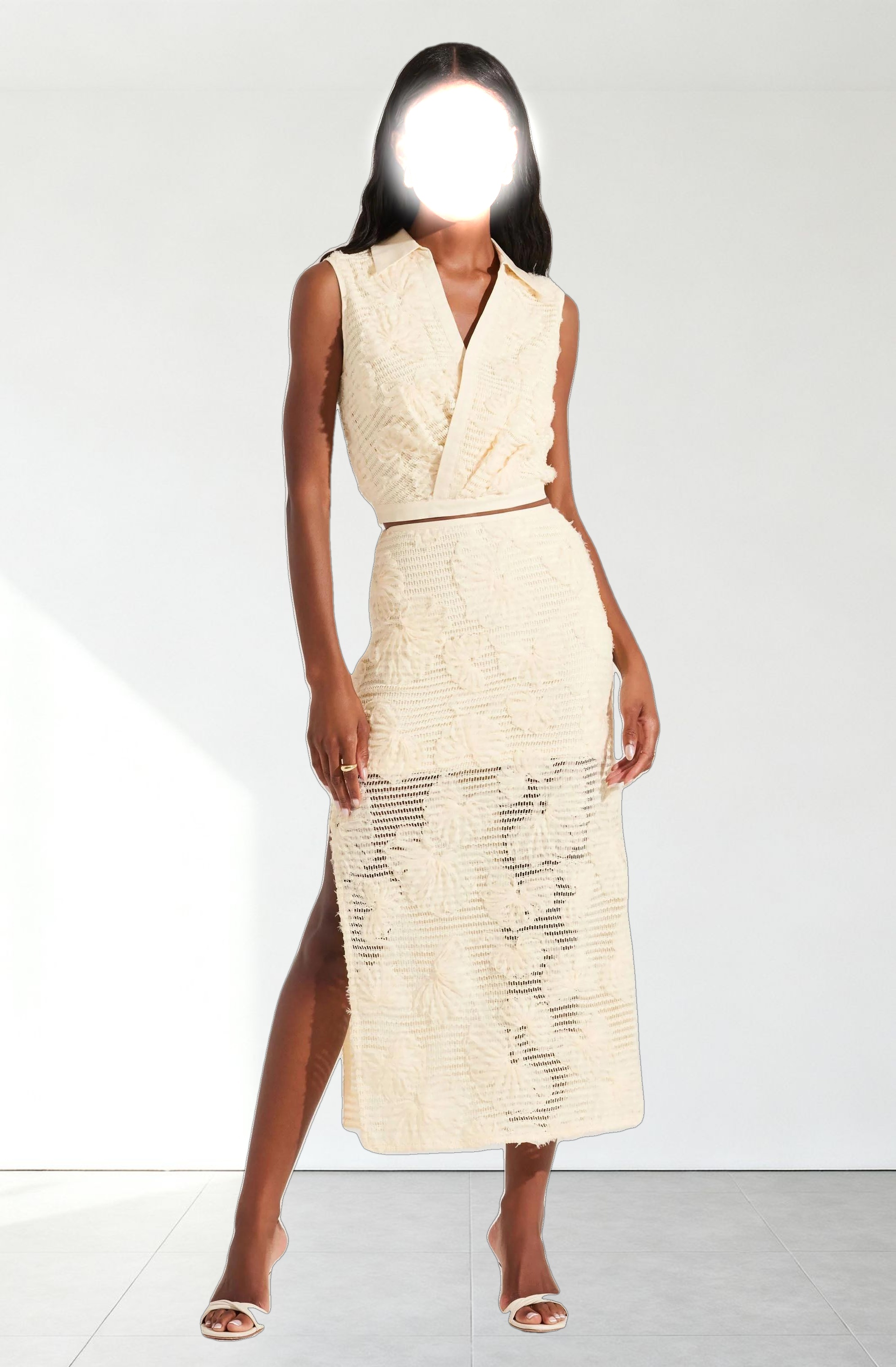 Sol Textured Floral Knit Midi Skirt