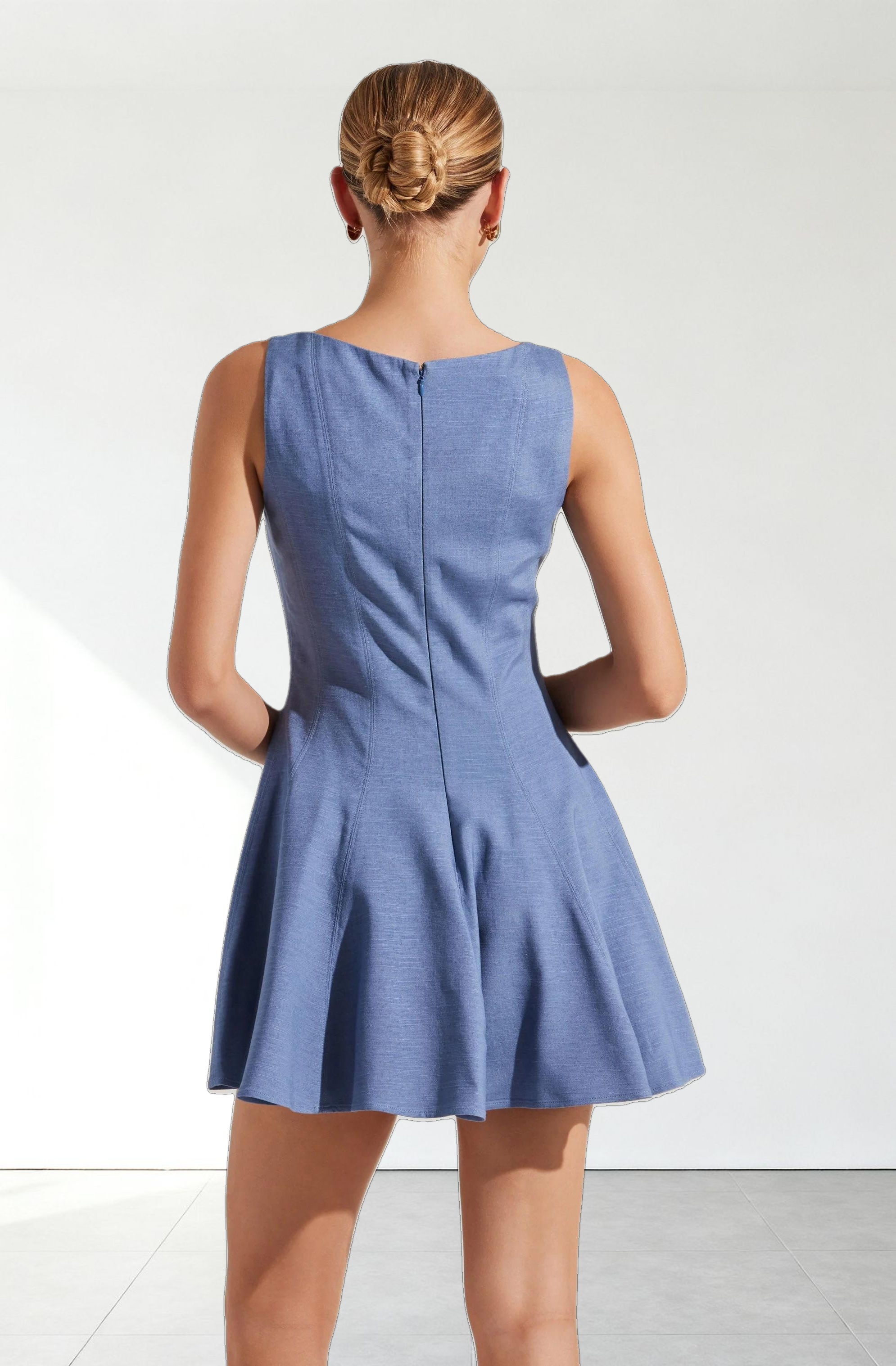 Xaria Linen-Blend Mini Dress