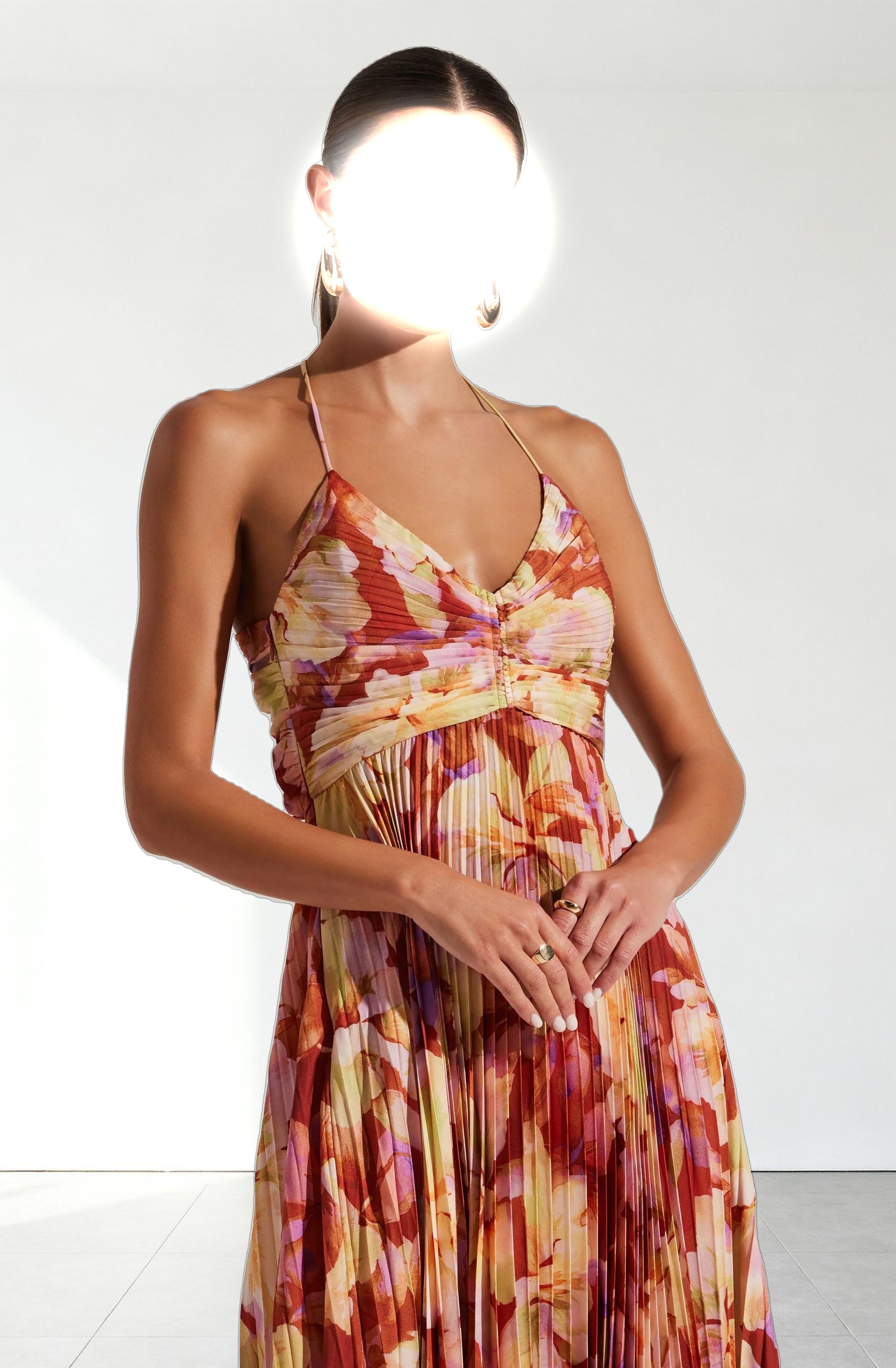 Blythe Floral Plisse Midi Dress