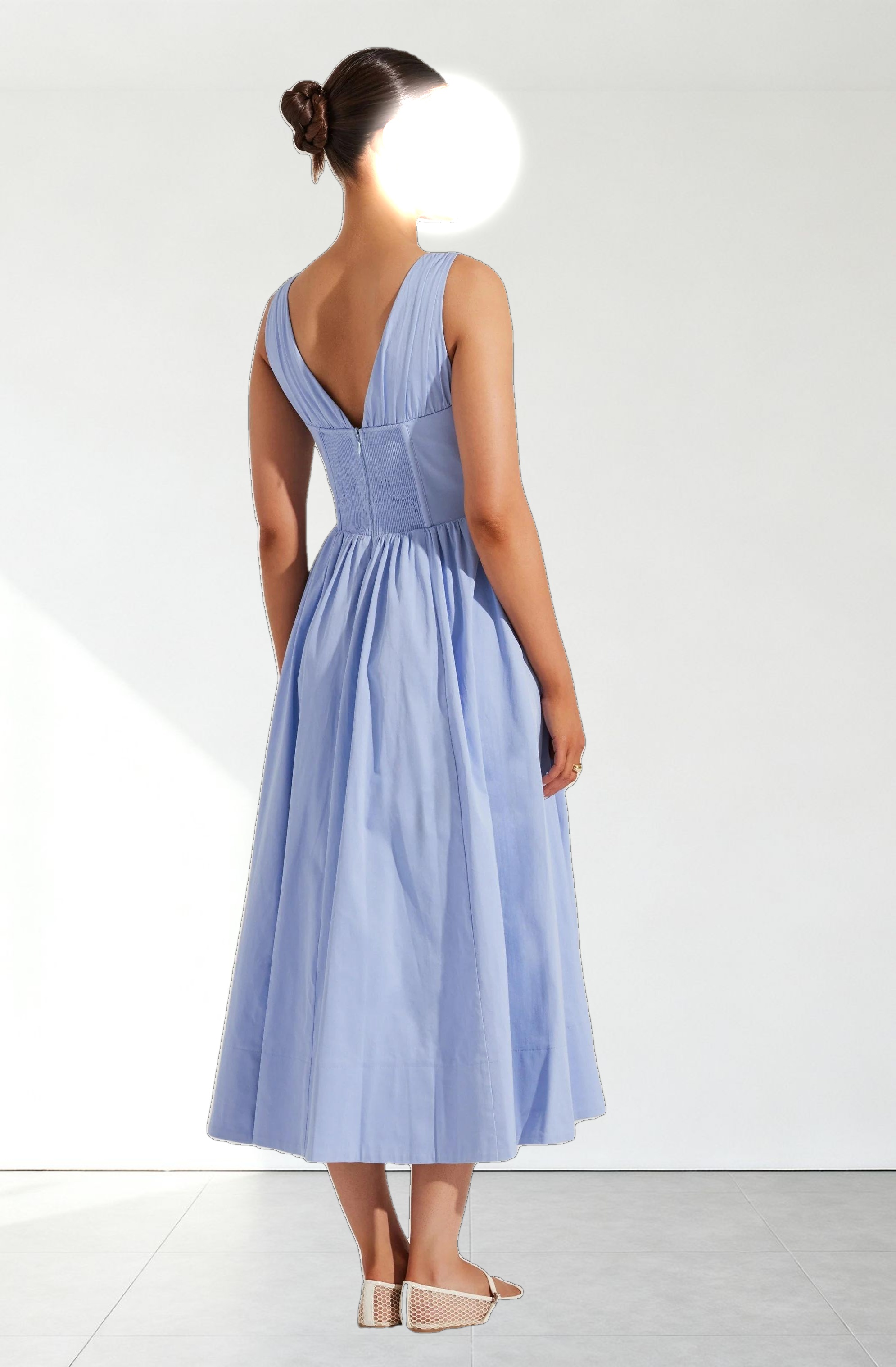 Maili Corset Poplin Midi Dress