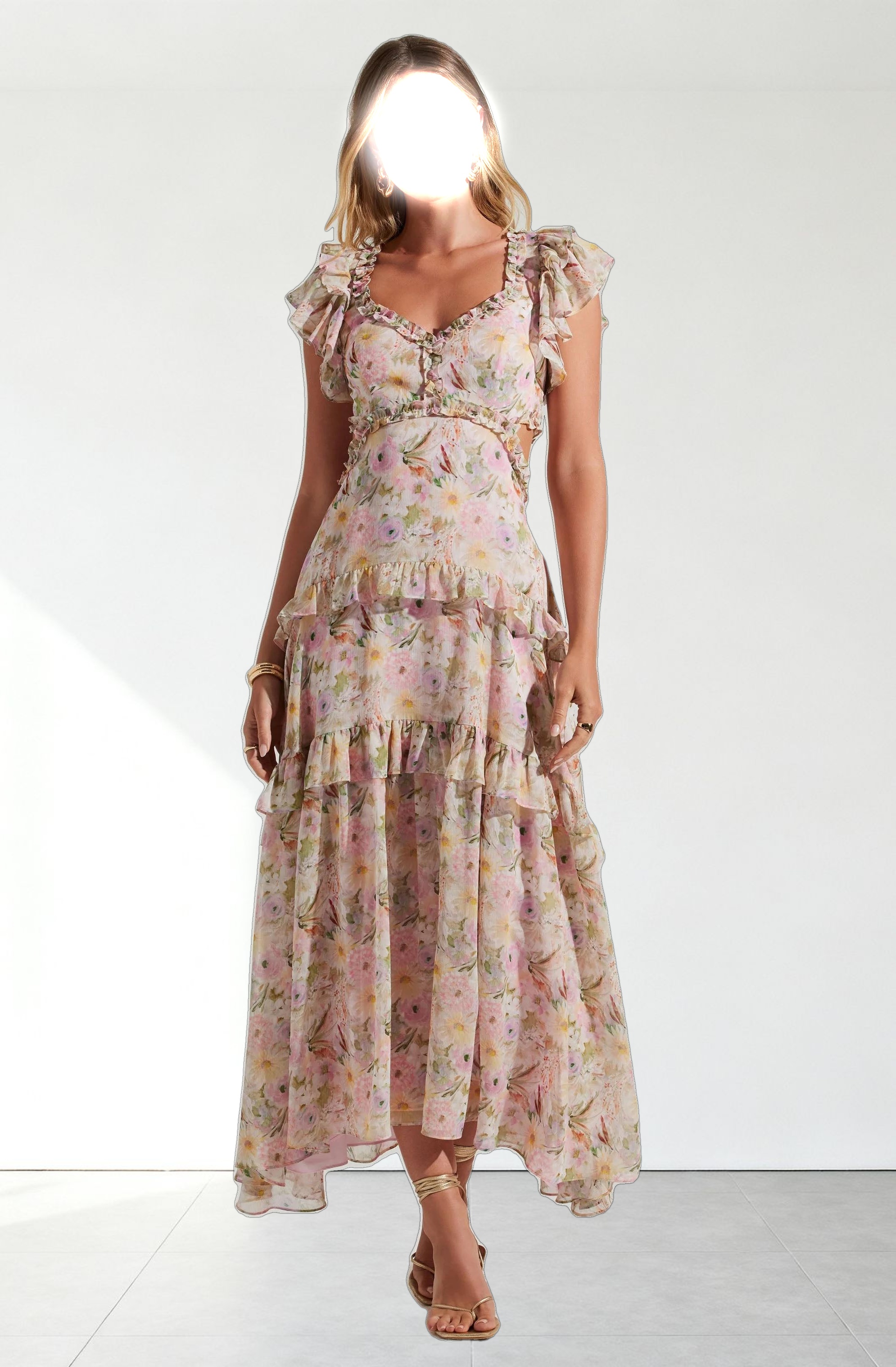 Mable Floral Tiered Ruffle Maxi Dress