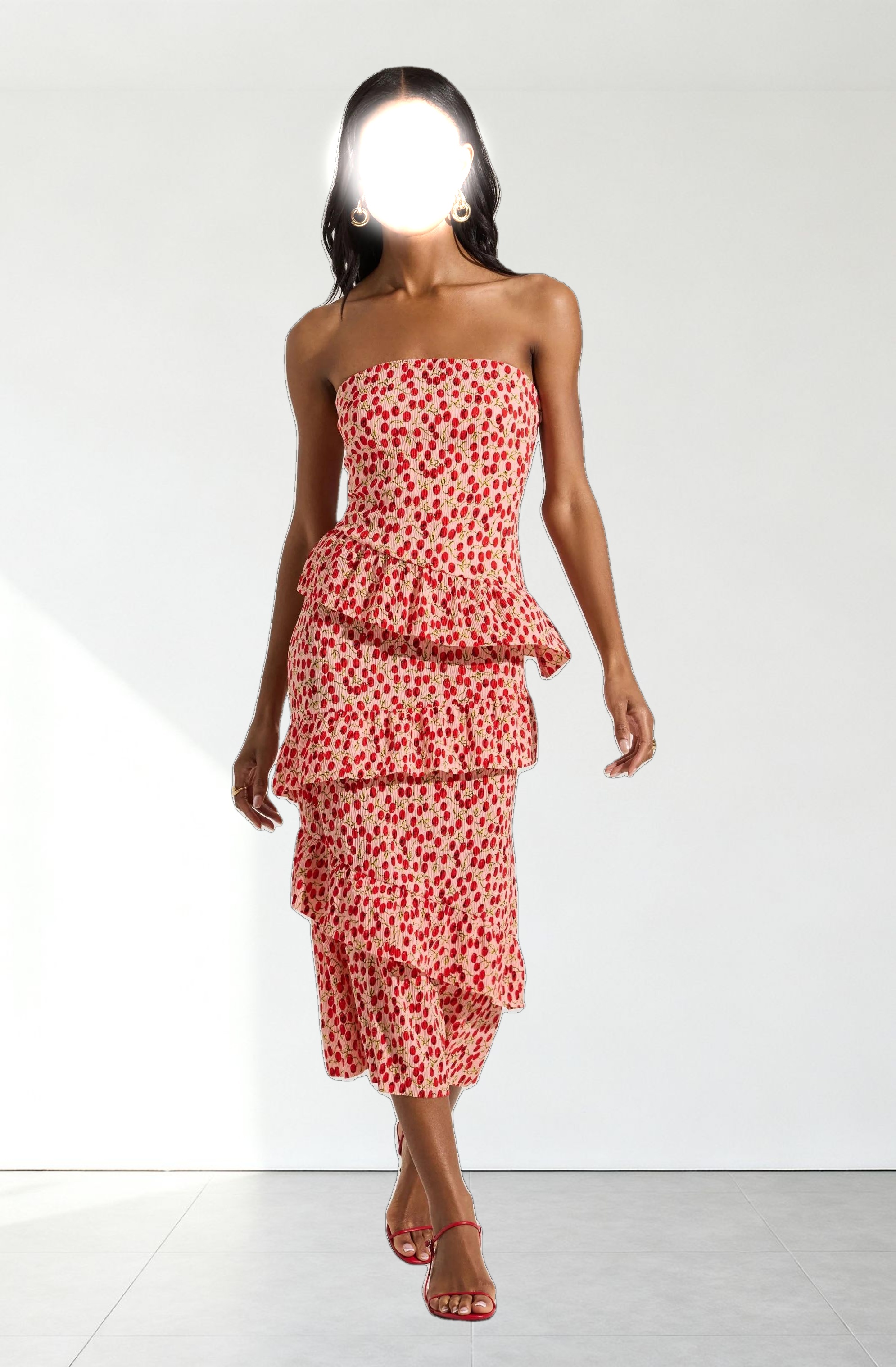 Asymmetrical Tiered Ruffle Midi Dress