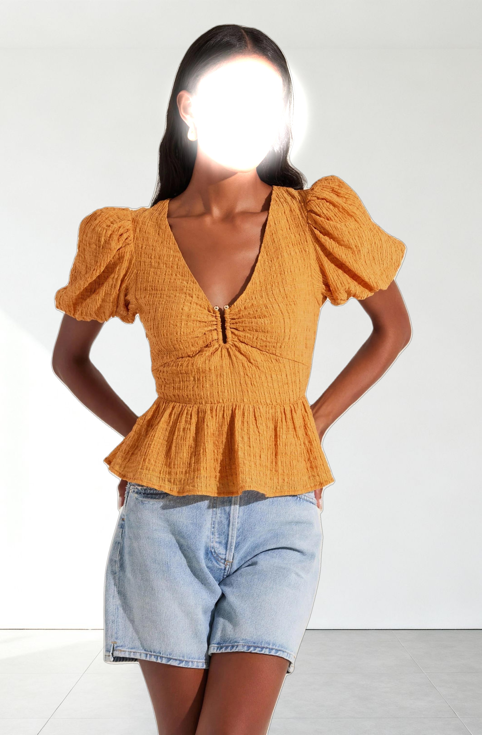Mylah Puff Sleeve Peplum Top