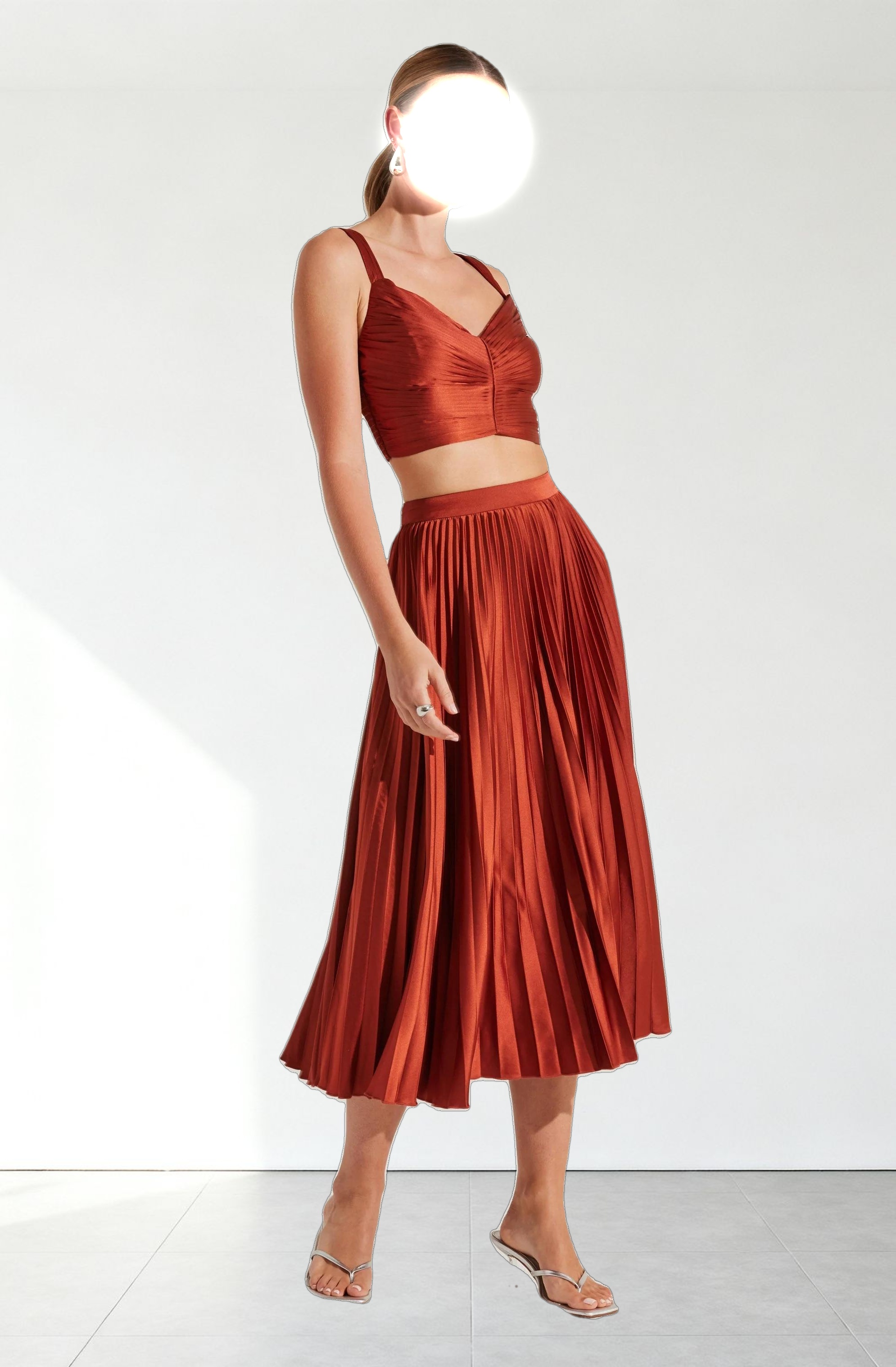 Satin Pleated Crop Top
