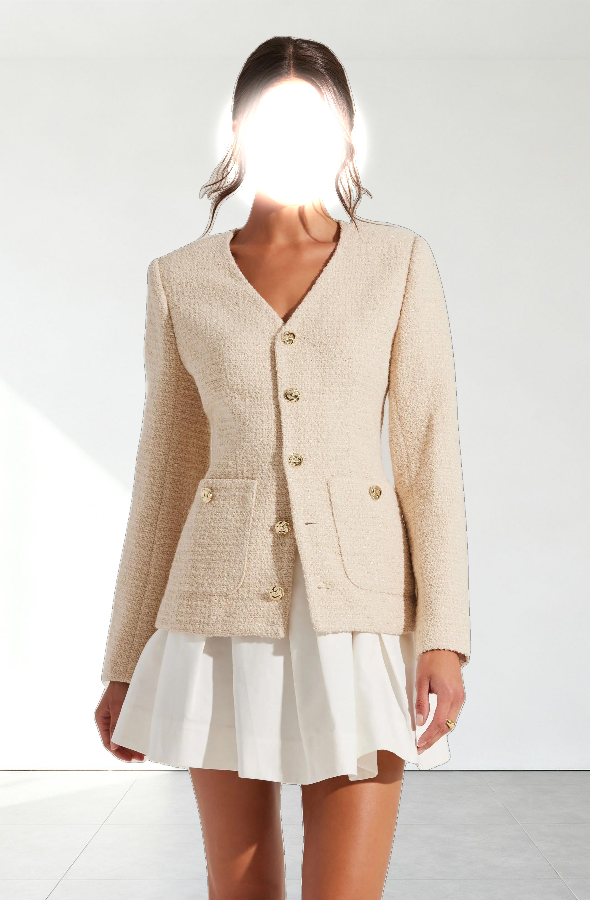 Lysanor Collarless Tweed Jacket