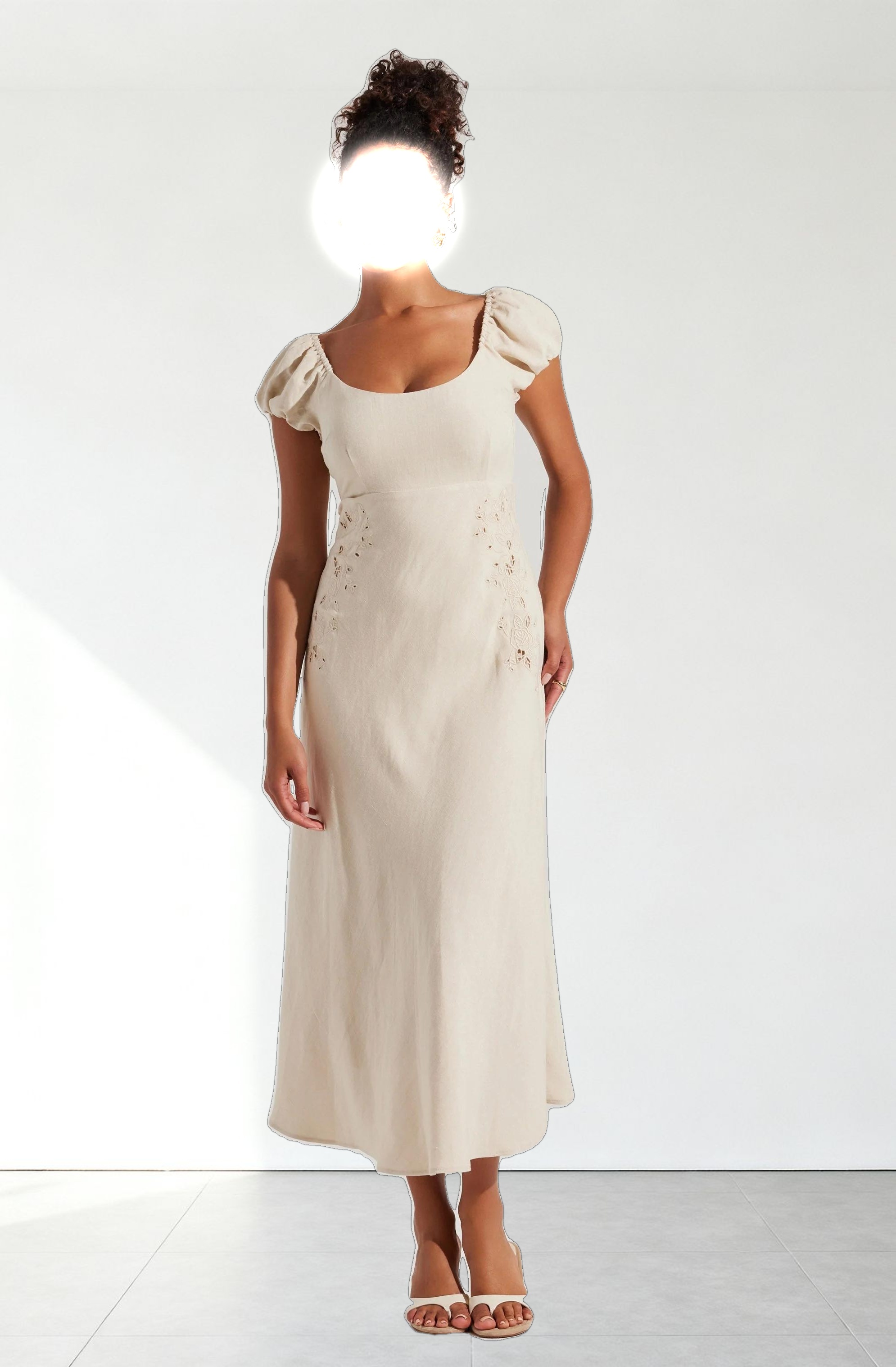 Leocadia Embroidered Puff Sleeve Dress