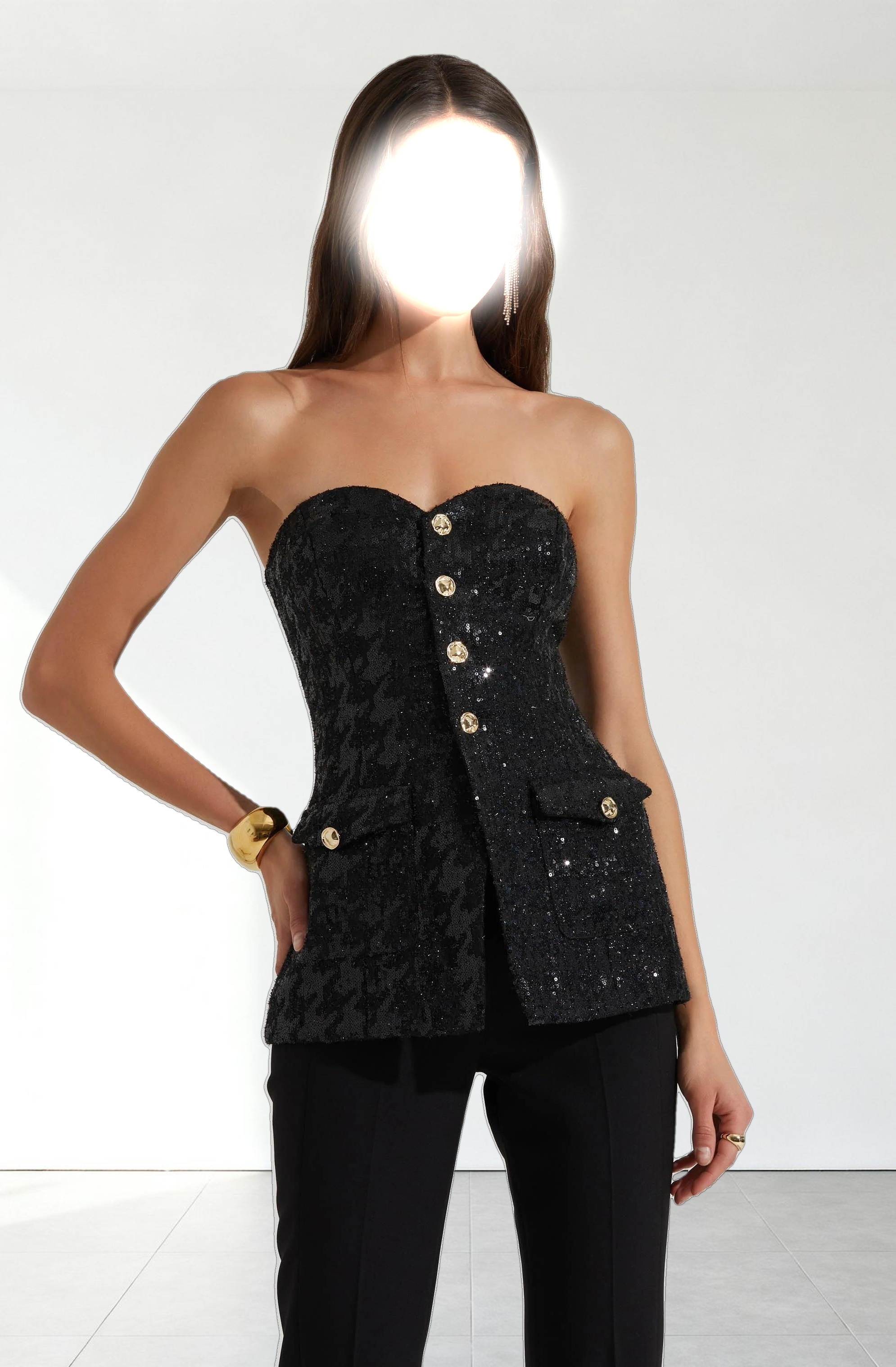 Milani Tweed Houndstooth Sequin Top