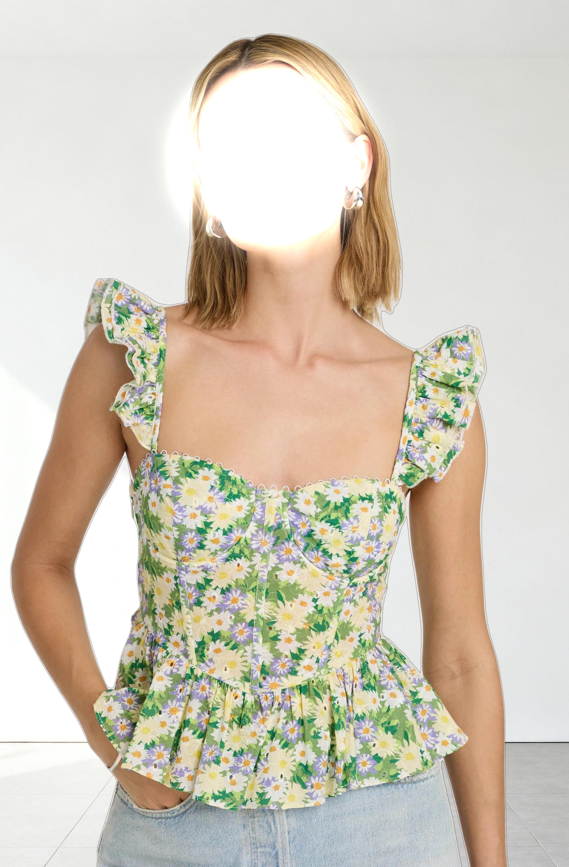 Baylin Floral Peplum Top