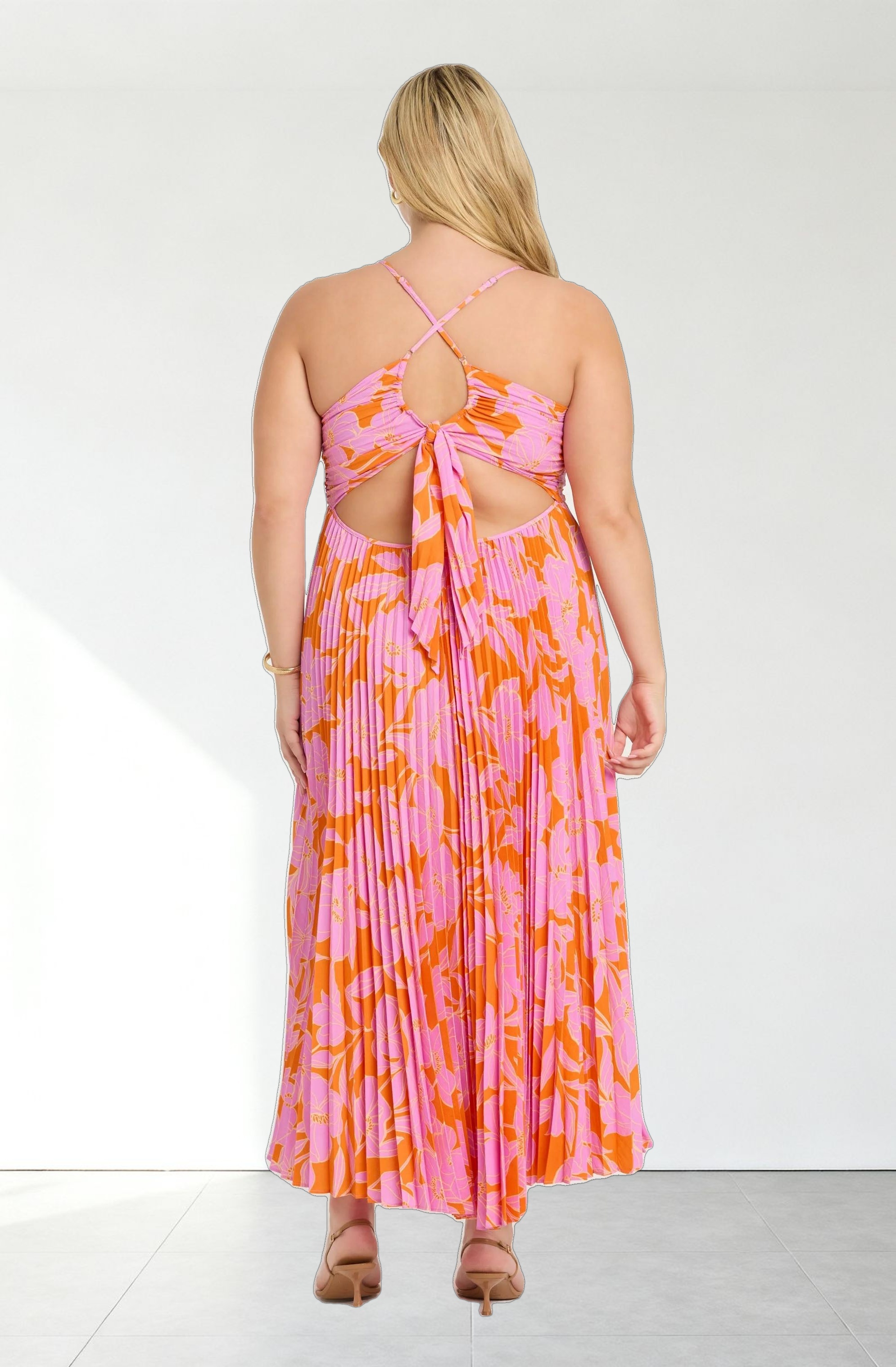 Blythe Floral Plisse Midi Dress