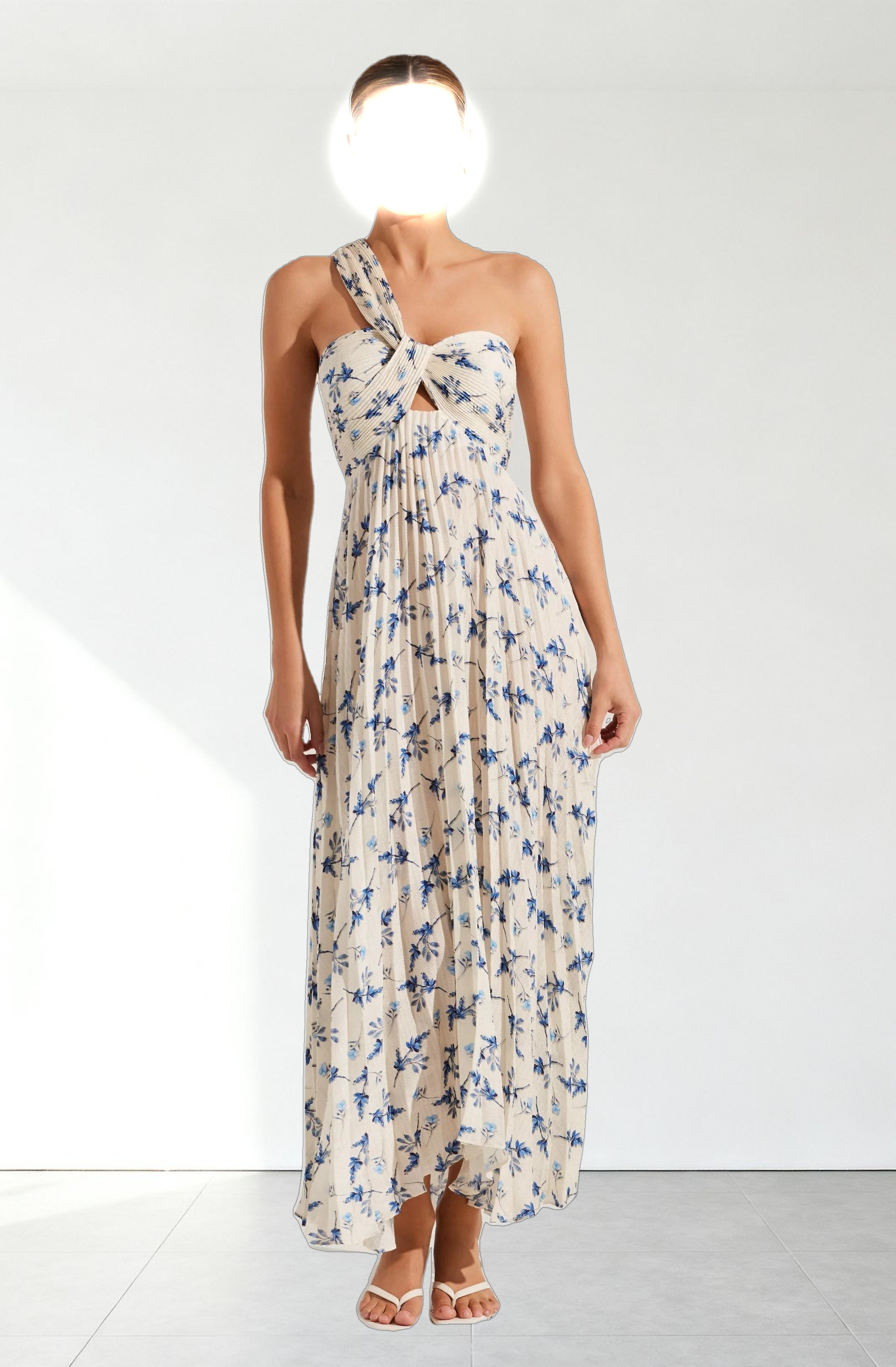 Rasya Pleated Floral Maxi Dress