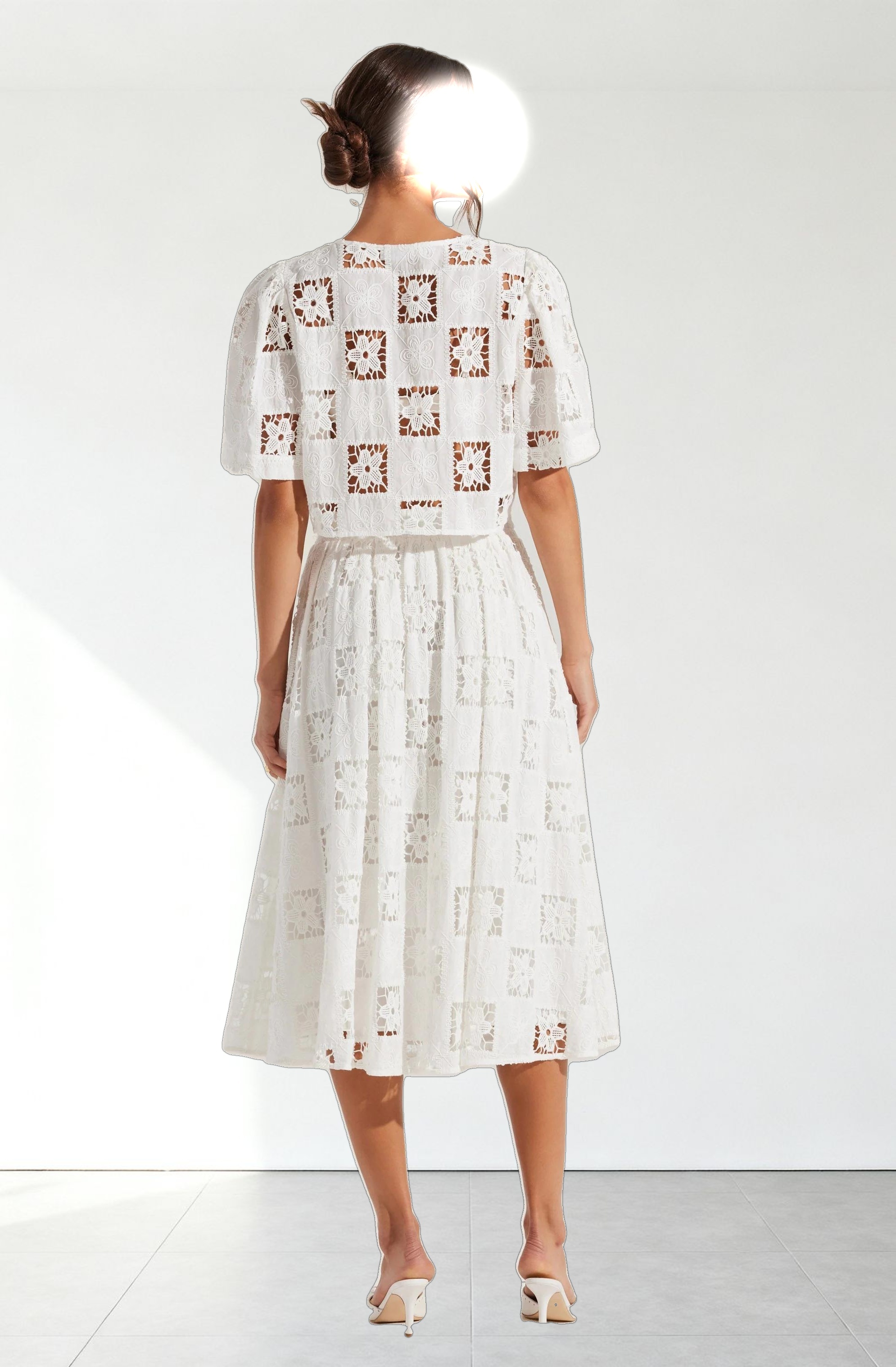 Andolina Crochet Lace Midi Skirt